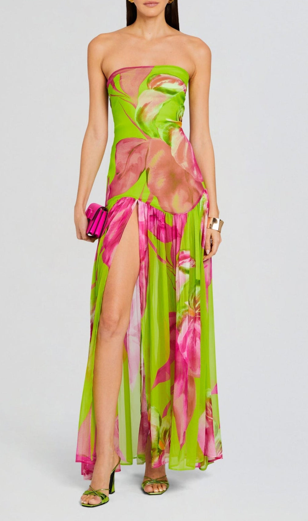 Arava Green Printed Slit Maxi Dress
