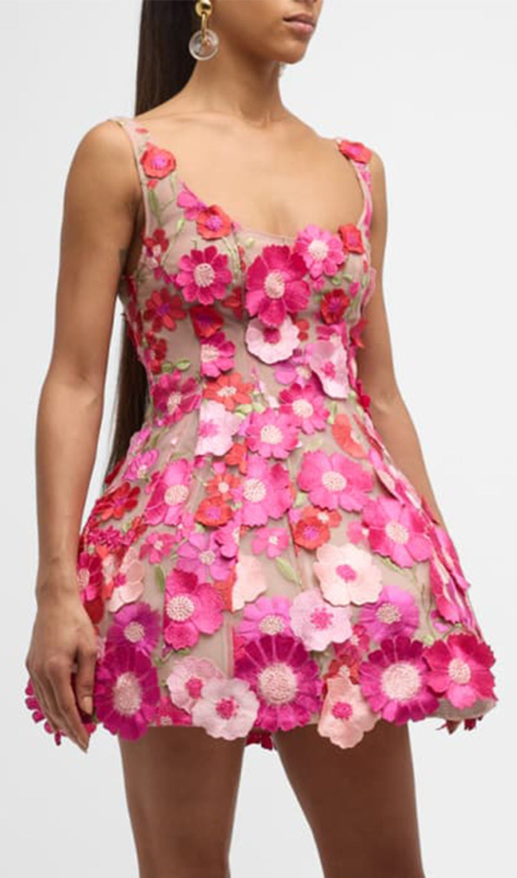 Boyko Hot Pink Floral A Line Mini Dress