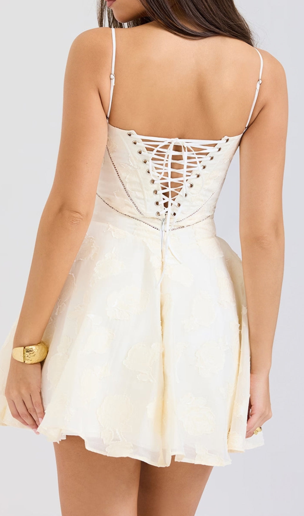 Didina White Lace-Up Mini Dress