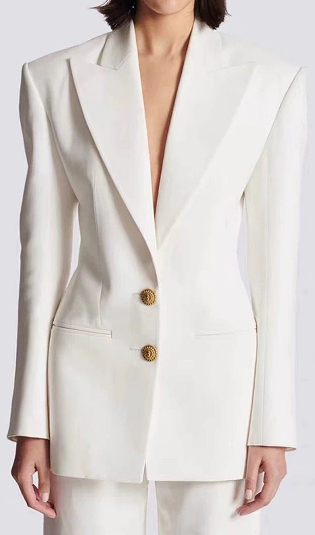 Katsuye White Structured Blazer - Women's Tailored Power Jacket