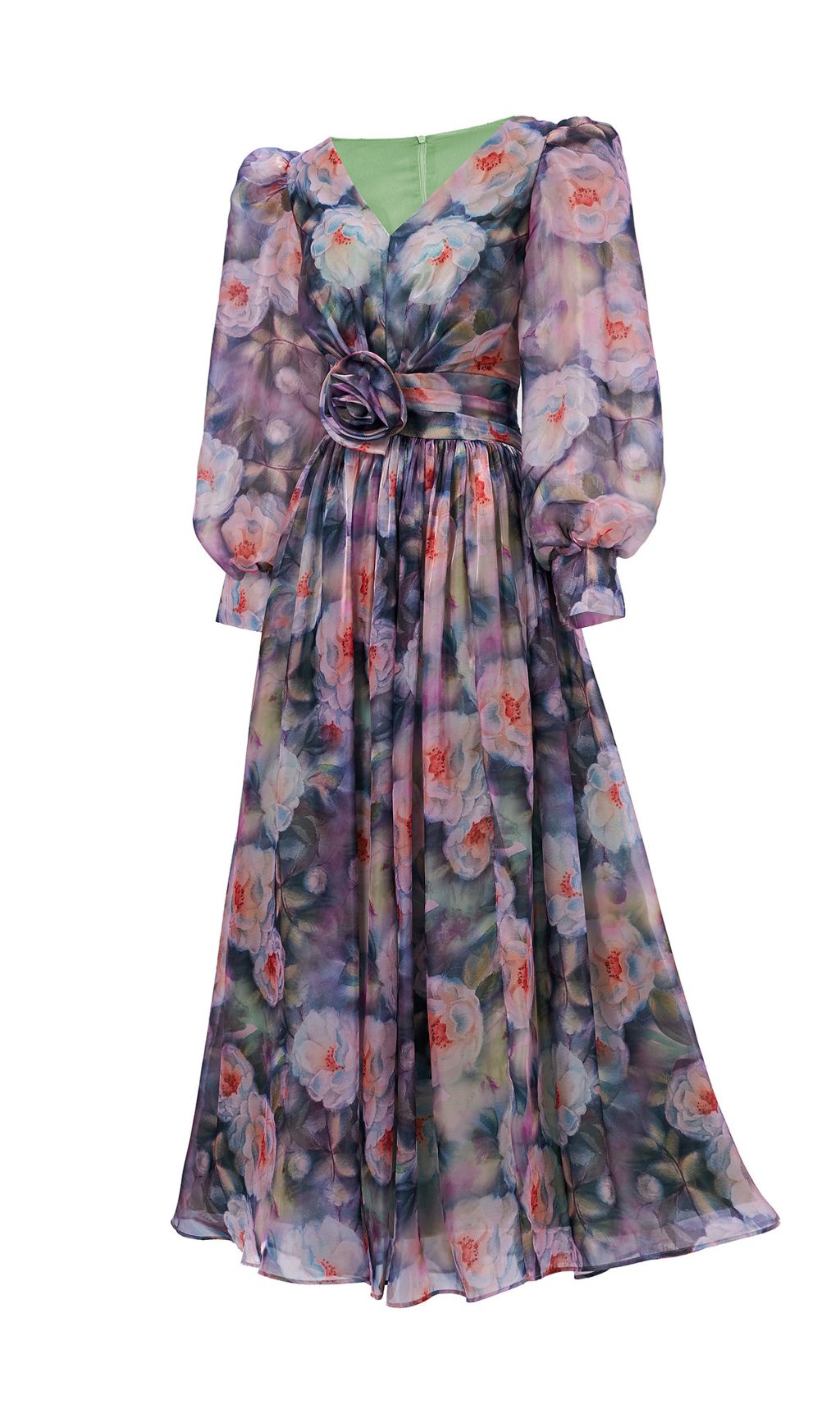 Feray Floral Printed Long Sleeve Maxi Dress