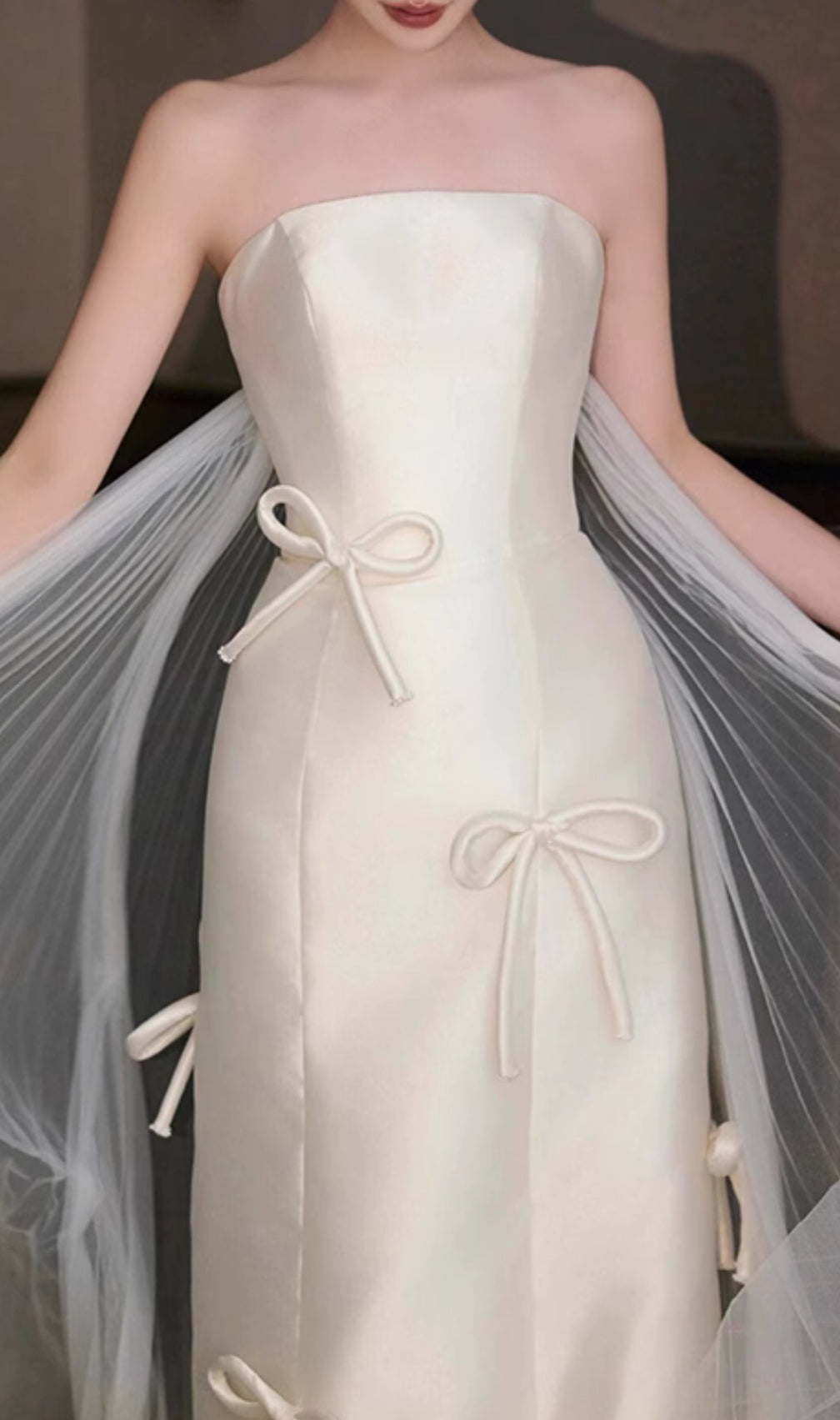 Chynna White Strapless Bow Wedding Dress