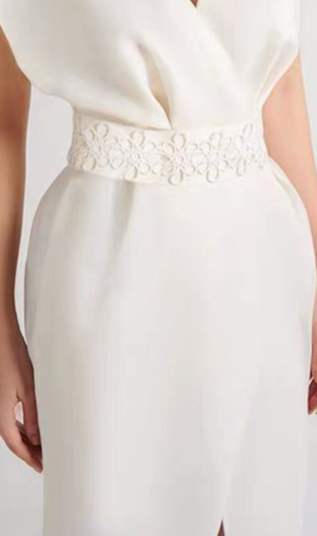 Bogda White V-Neck Midi Dress