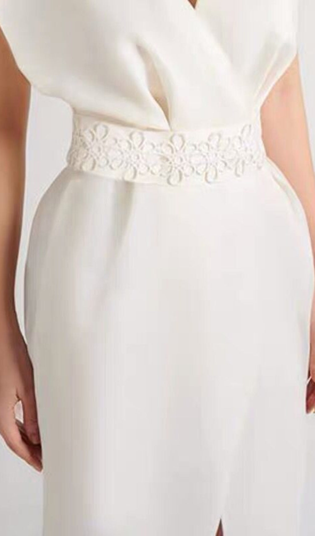 Bogda White V-Neck Midi Dress