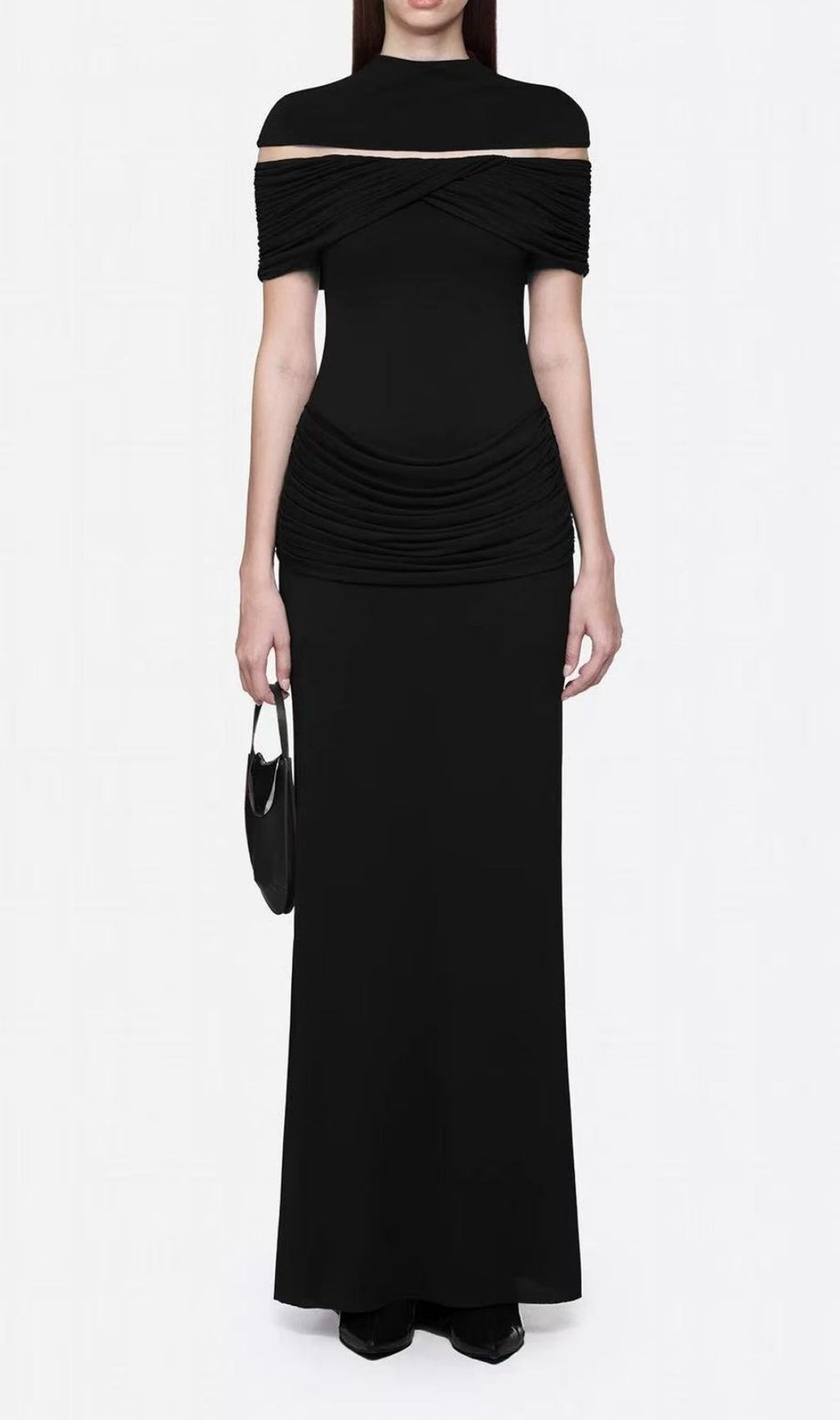 Karima Draped Off-Shoulder Ruched Maxi Dress - Flawless Fit & Effortless Elegance