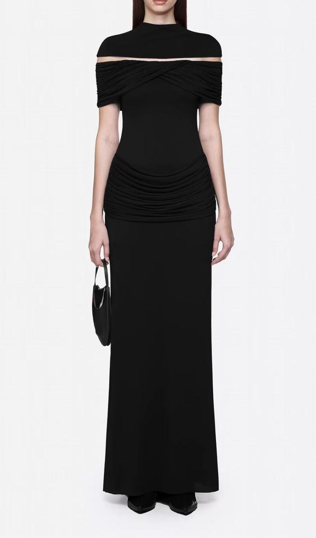 Karima Draped Off-Shoulder Ruched Maxi Dress - Flawless Fit & Effortless Elegance