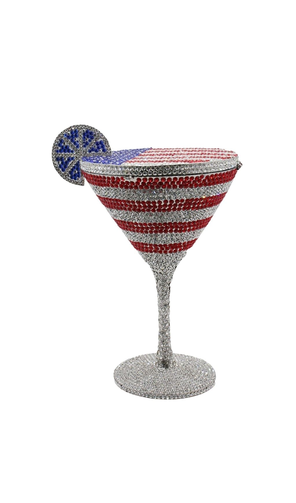 Garin Dazzling American Flag Rhinestone Martini Clutch Bag