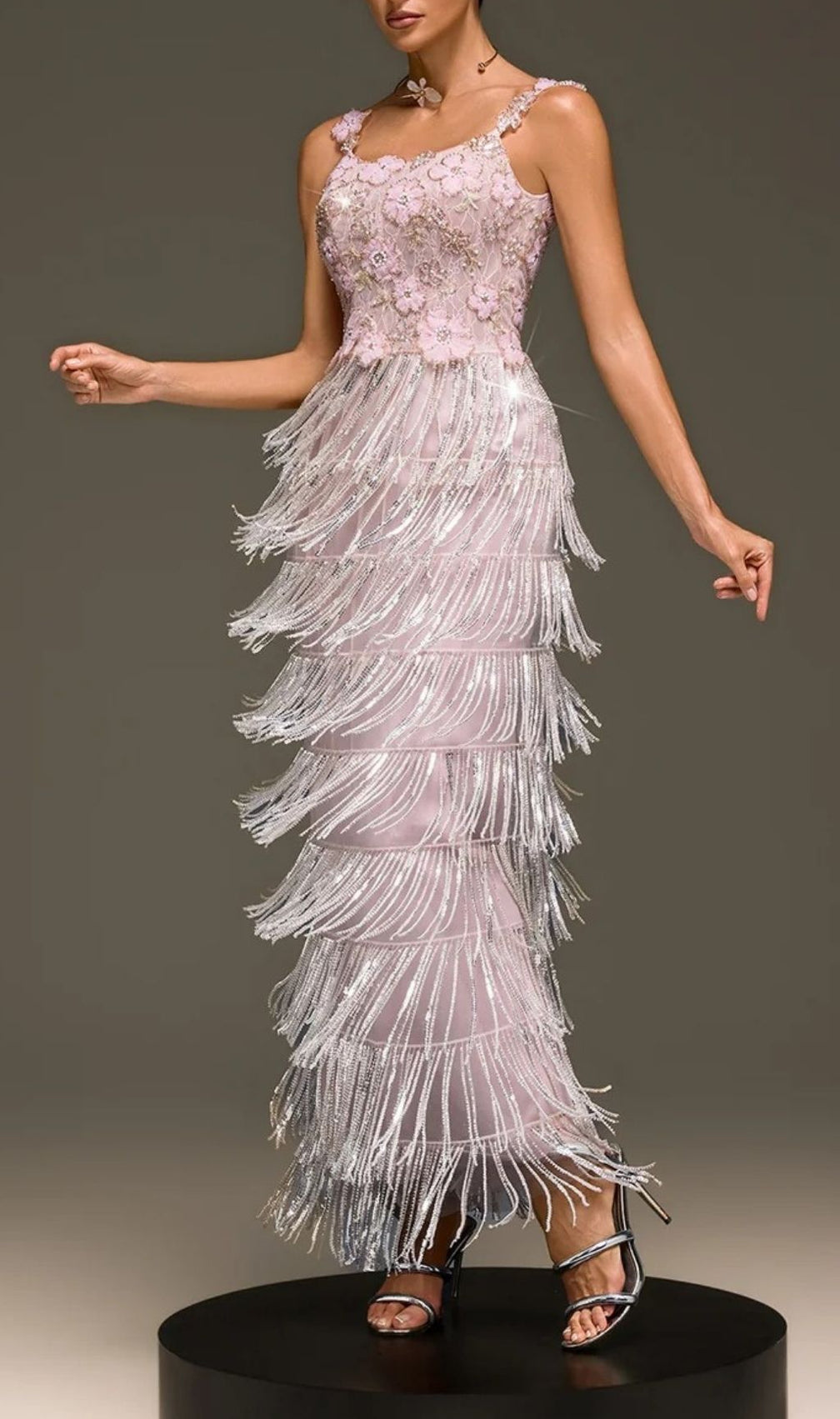 Heldris Glamour Fringe Sequin Floral Maxi Gown | Elegant Evening Dress for Women