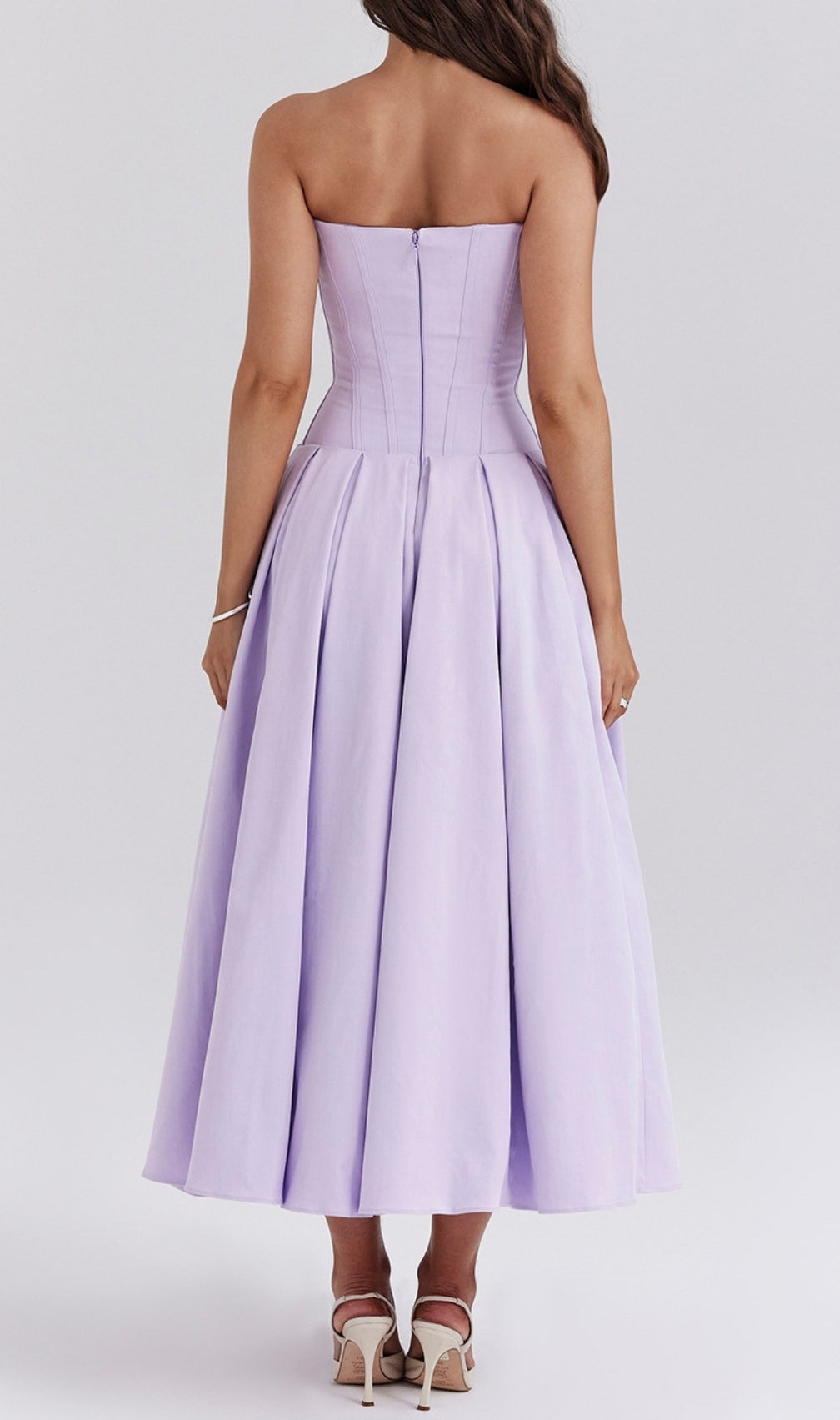 Devani Purple Strapless Corset Midi Dress