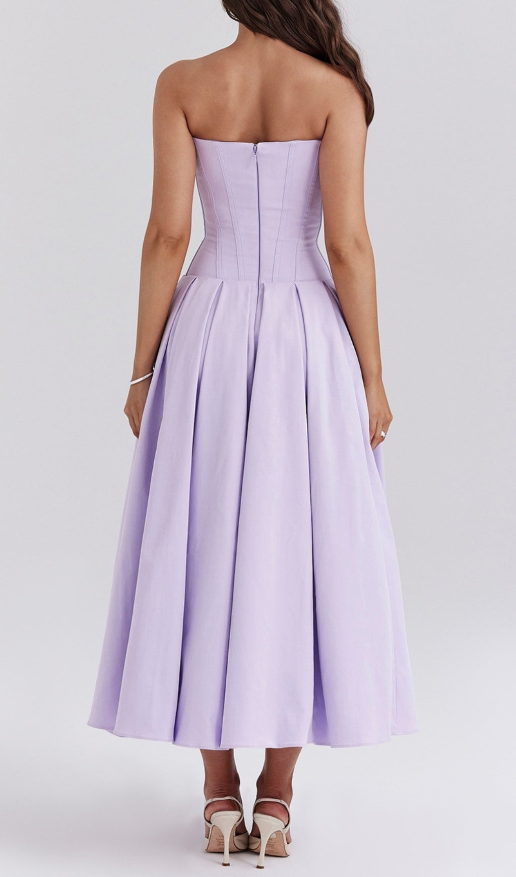 Devani Purple Strapless Corset Midi Dress