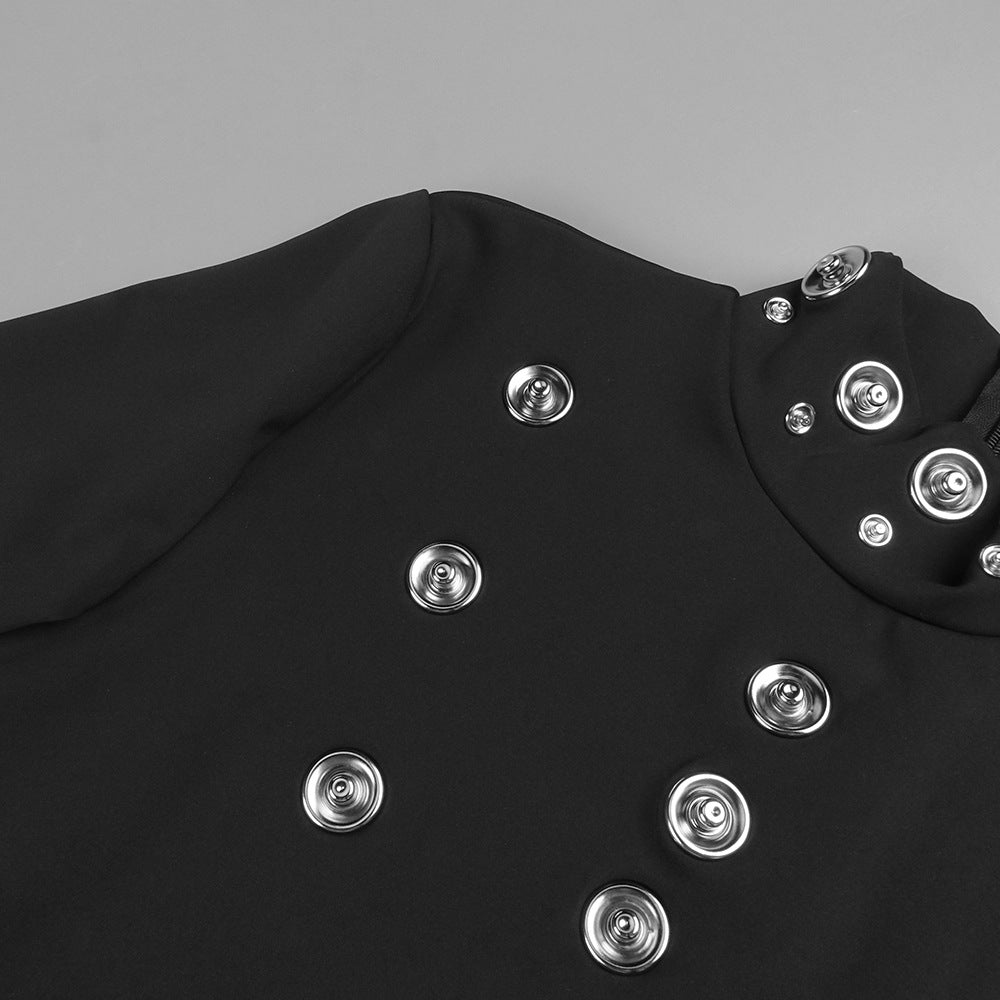 Ishana Black Embellished Maxi Dress - Long Sleeve Formal Gown