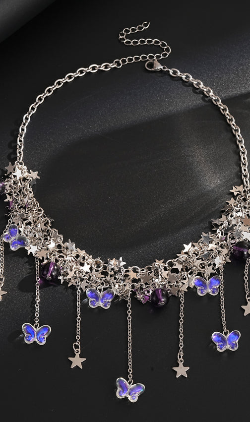 Jory Celestial Star & Butterfly Layered Choker Necklace for Women
