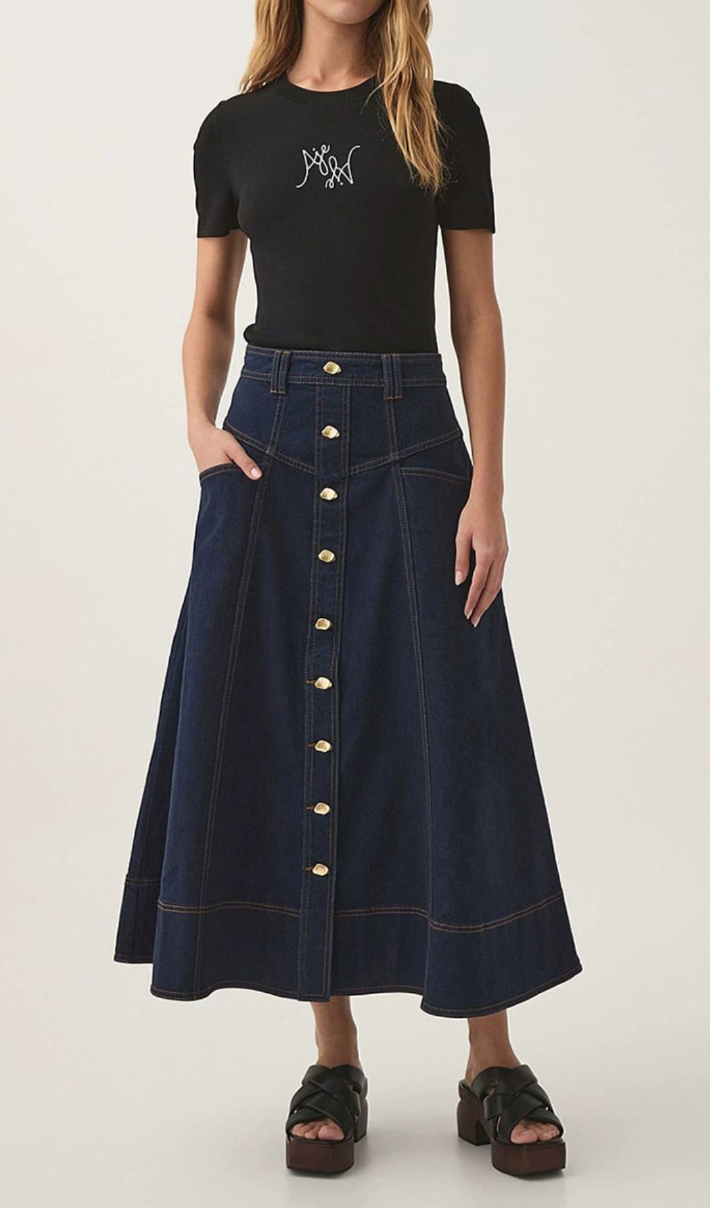Glory Denim Midi Skirt