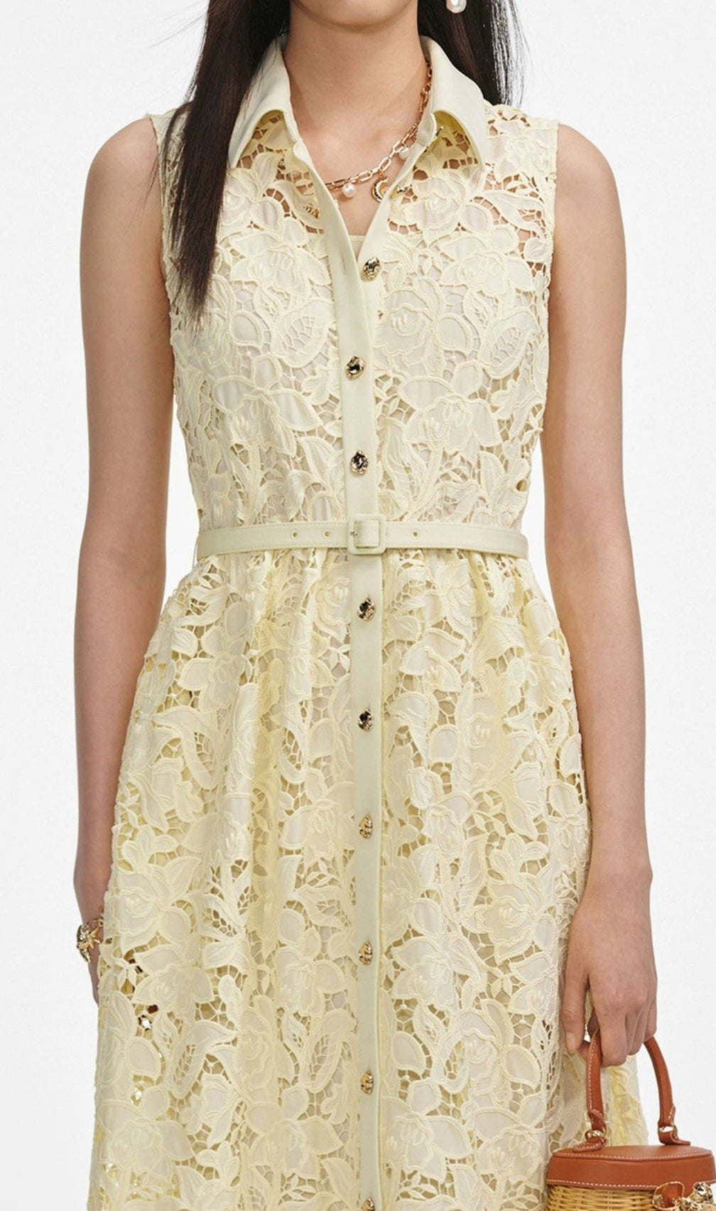 Flip Yellow Sleeve Embroidery Maxi Dress