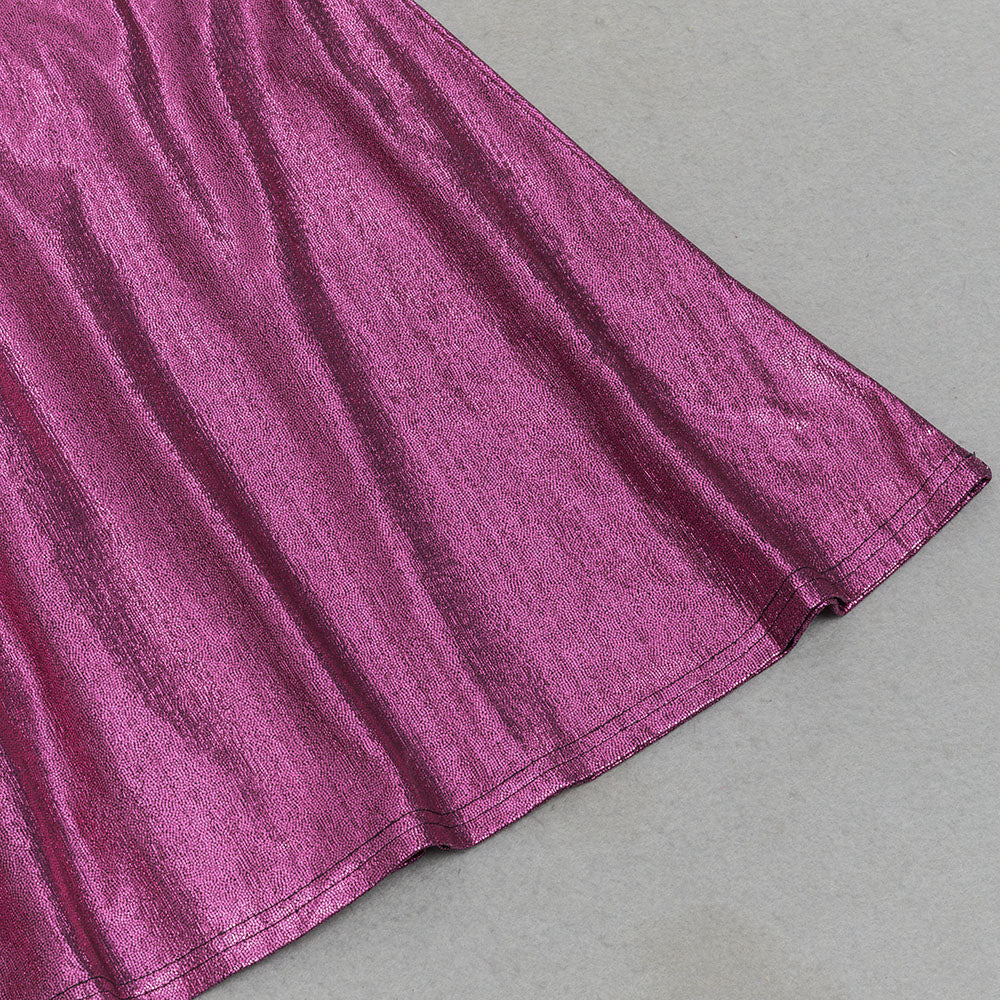 LONG SLEEVE RUCHED MAXI DRESS HOT PINK