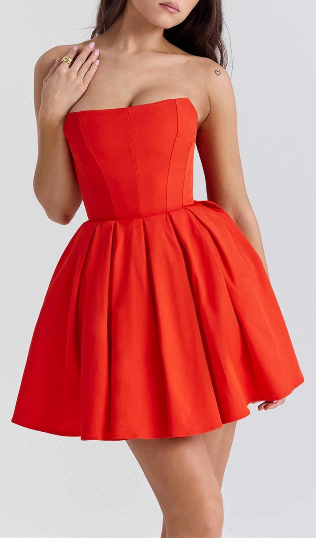 Aquamarine Red Strapless Mini Dress