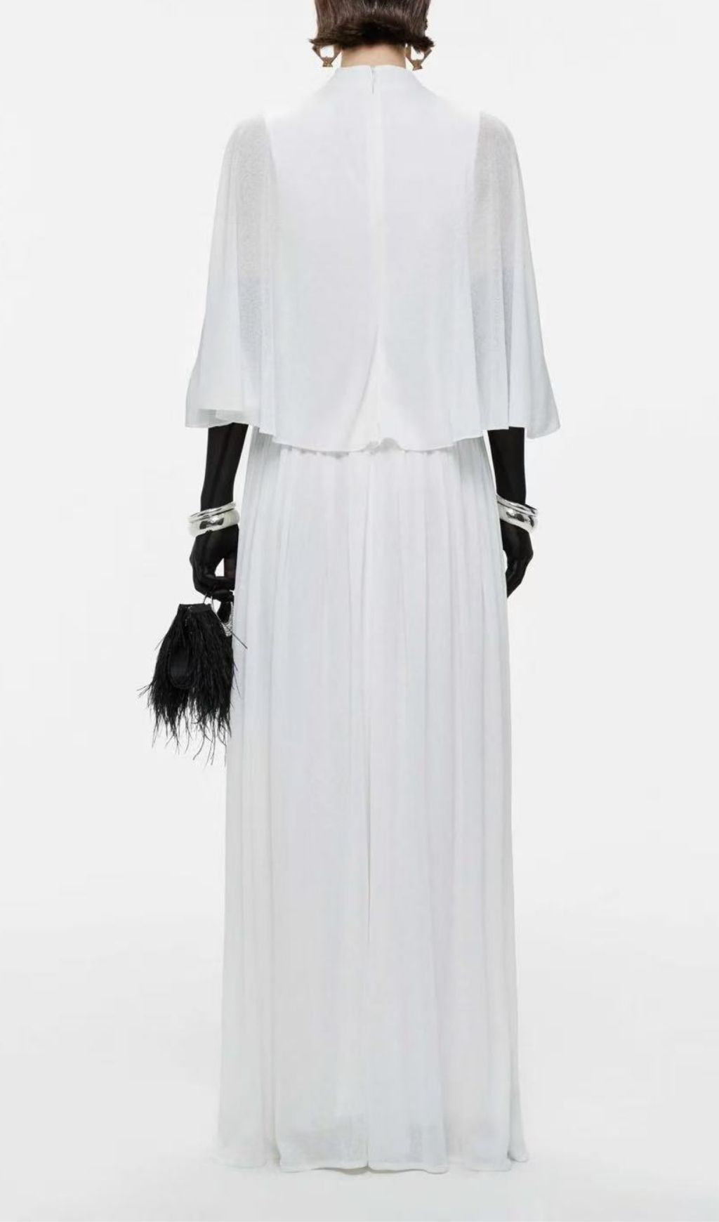 Kierra Sage Green Cape Maxi Dress - Elegant Draped Formal Gown