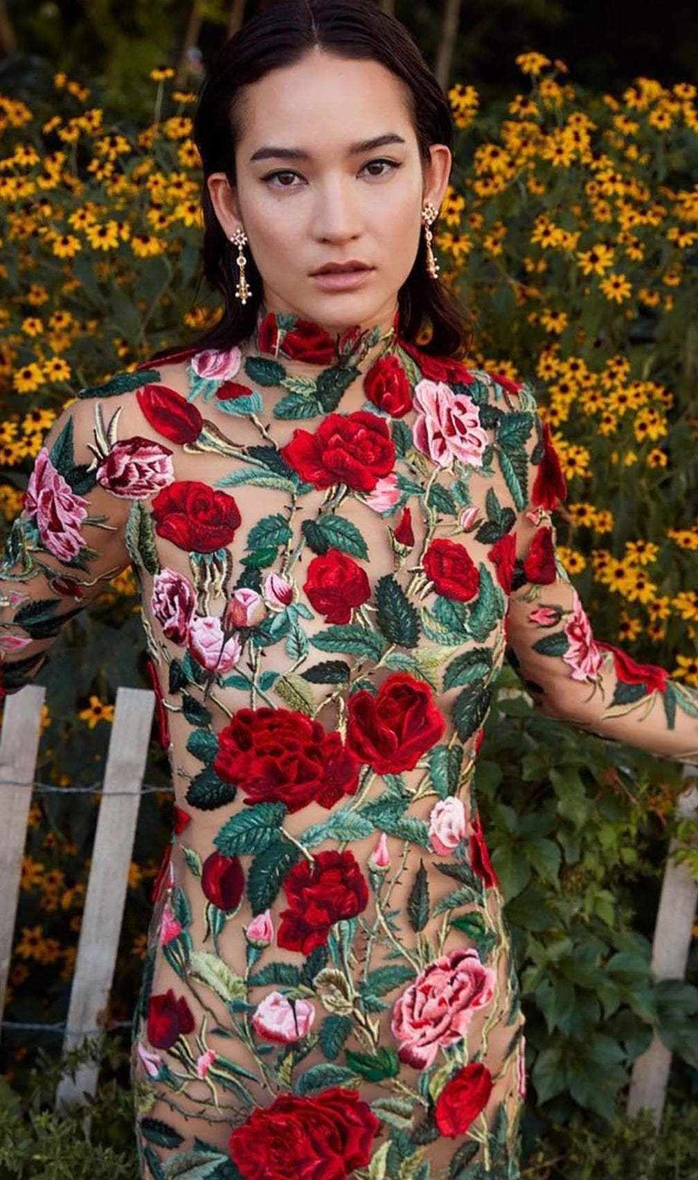 Floral Embroidery High Mini Dress
