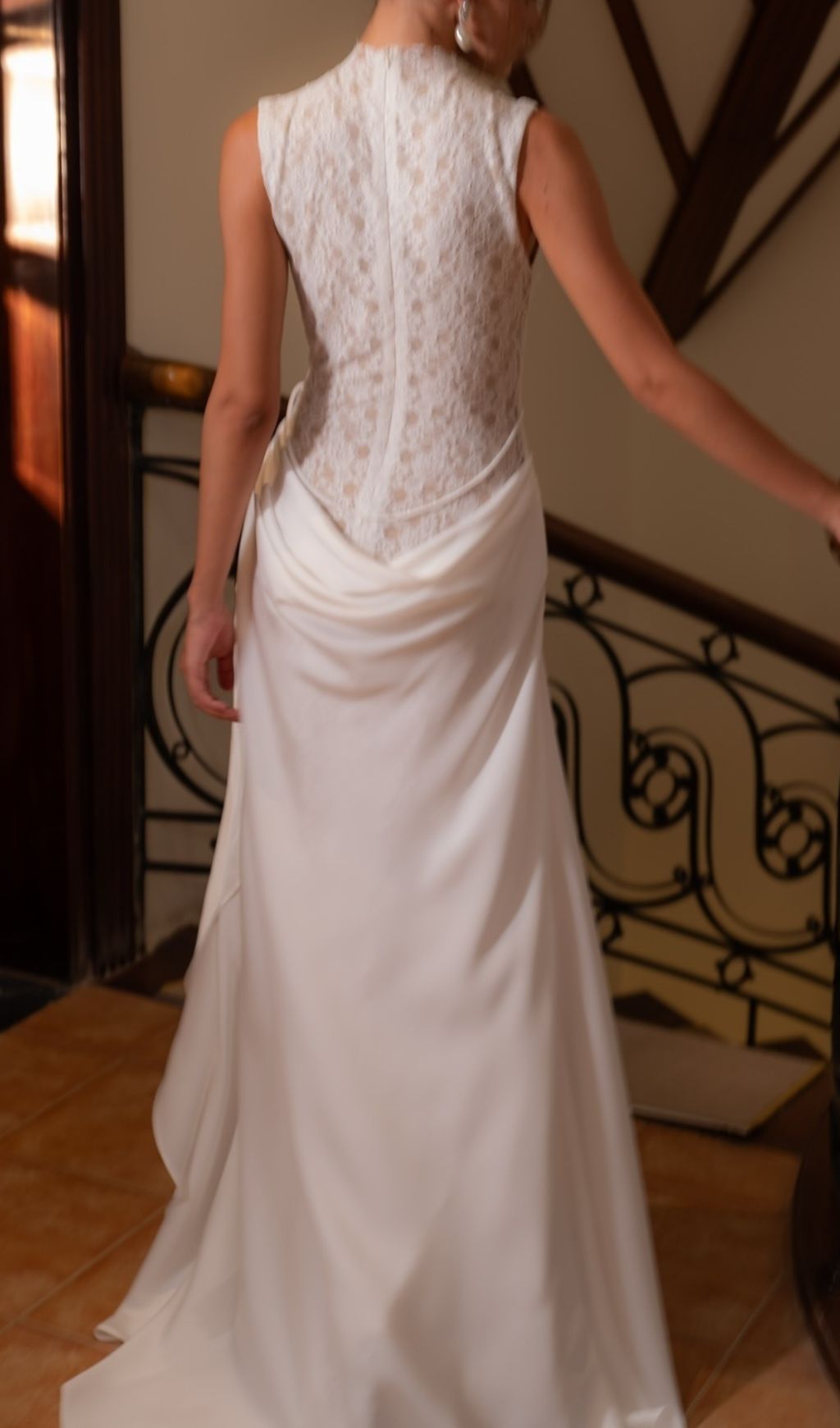 Jazmín Ethereal White Lace & Satin Maxi Dress - Modern Bridal, Gala & Special Occasion Gown