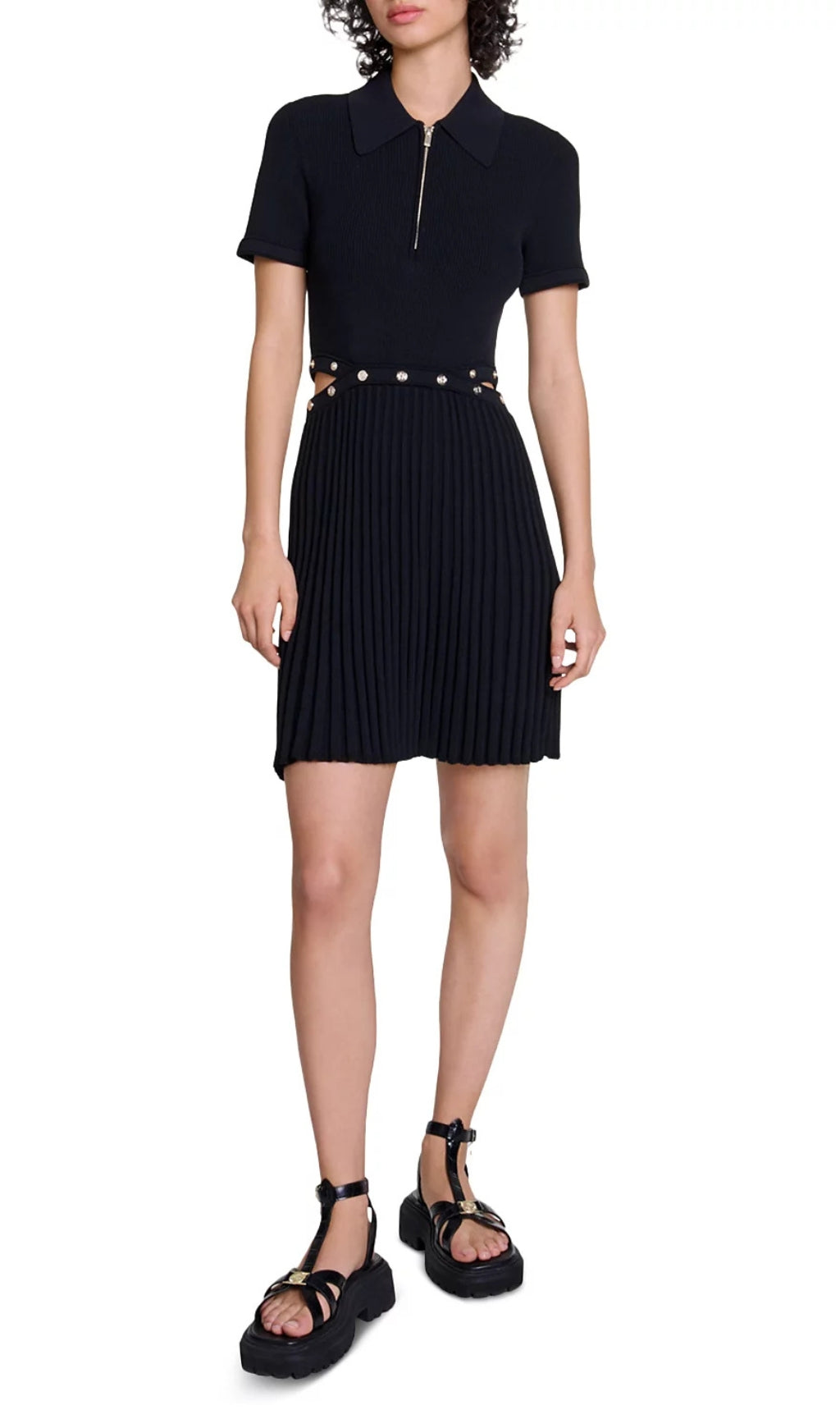 Ritourna Rib Knit Cut Out Mini Dress