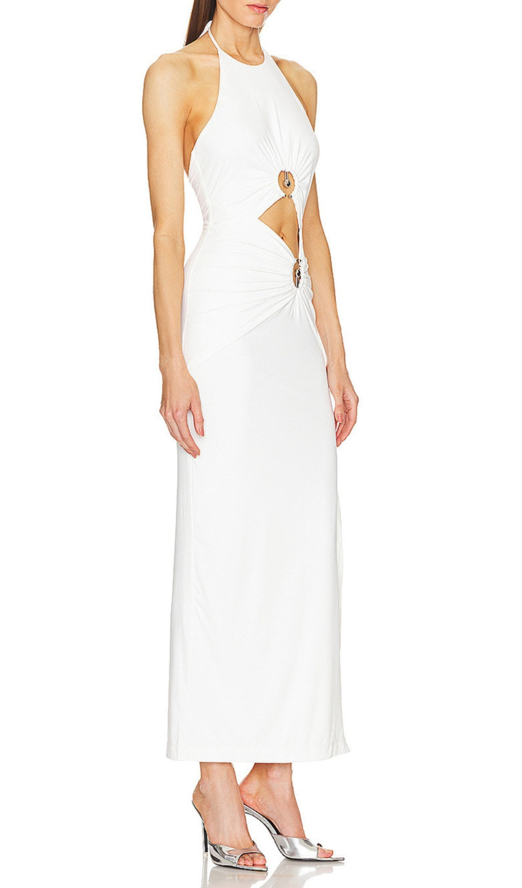 Daniela White Cutout Bandage Maxi Dress