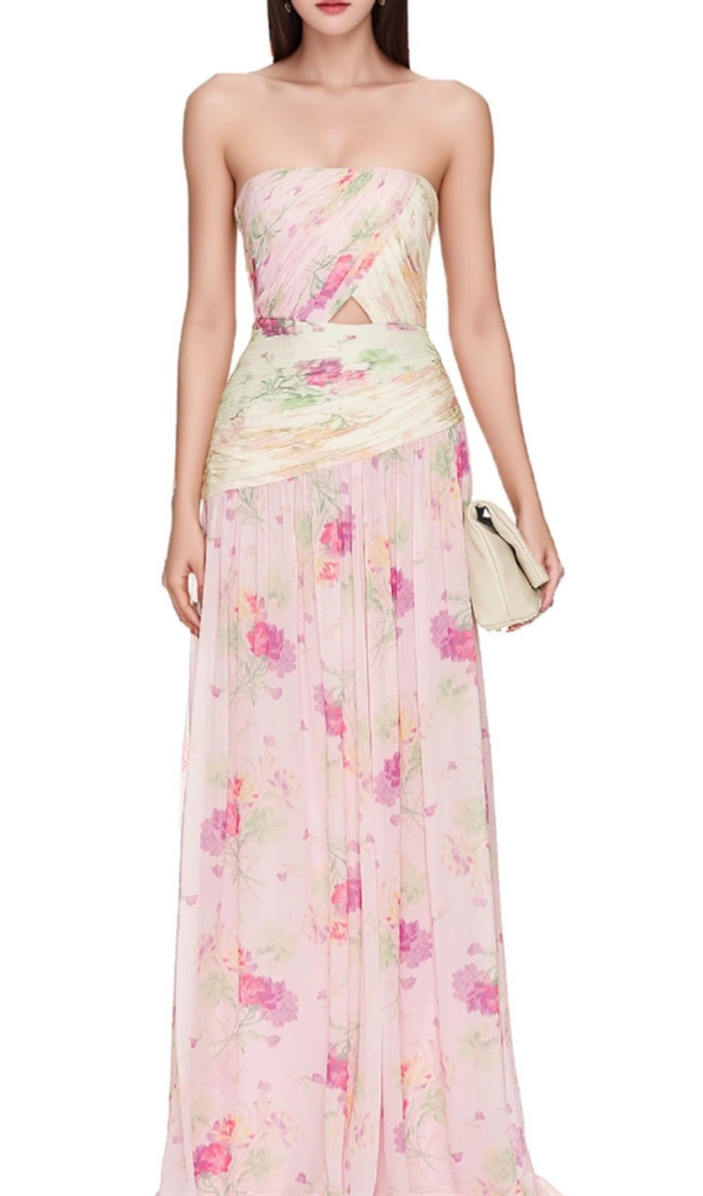 Erizelda Strapless Floral Printed Maxi Dress