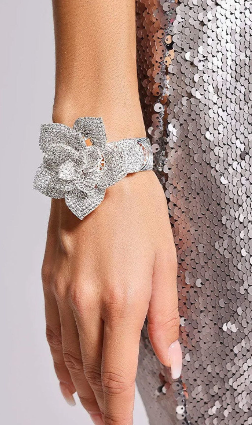 Kaira Dazzling Diamante Flower Bracelet - Elegant Floral Statement Cuff