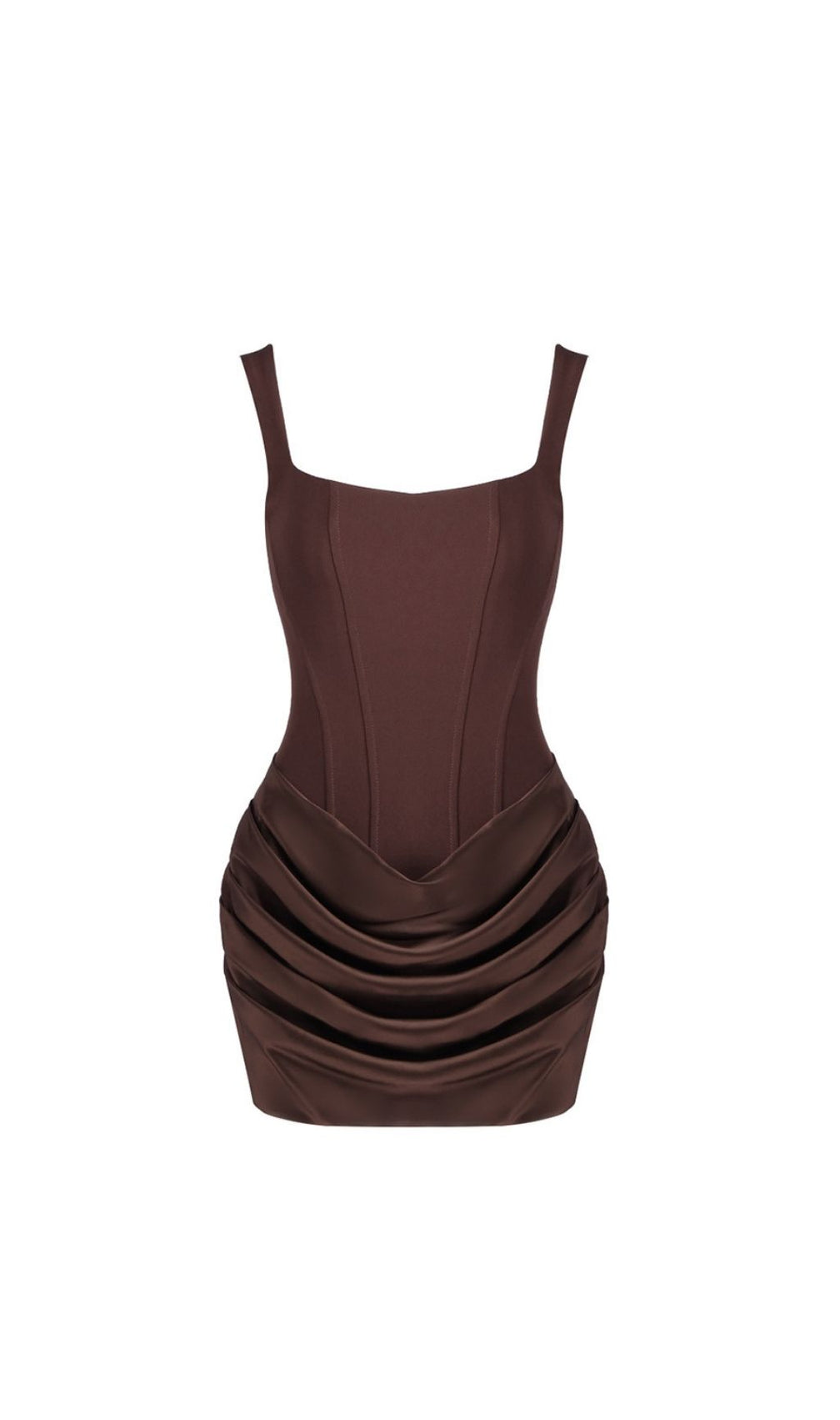 Katlyn Brown Ruched Mini Dress