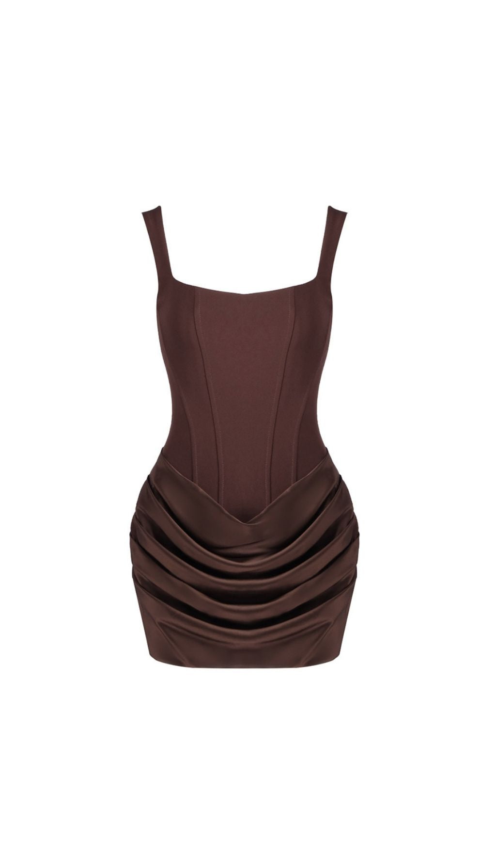 Katlyn Brown Ruched Mini Dress