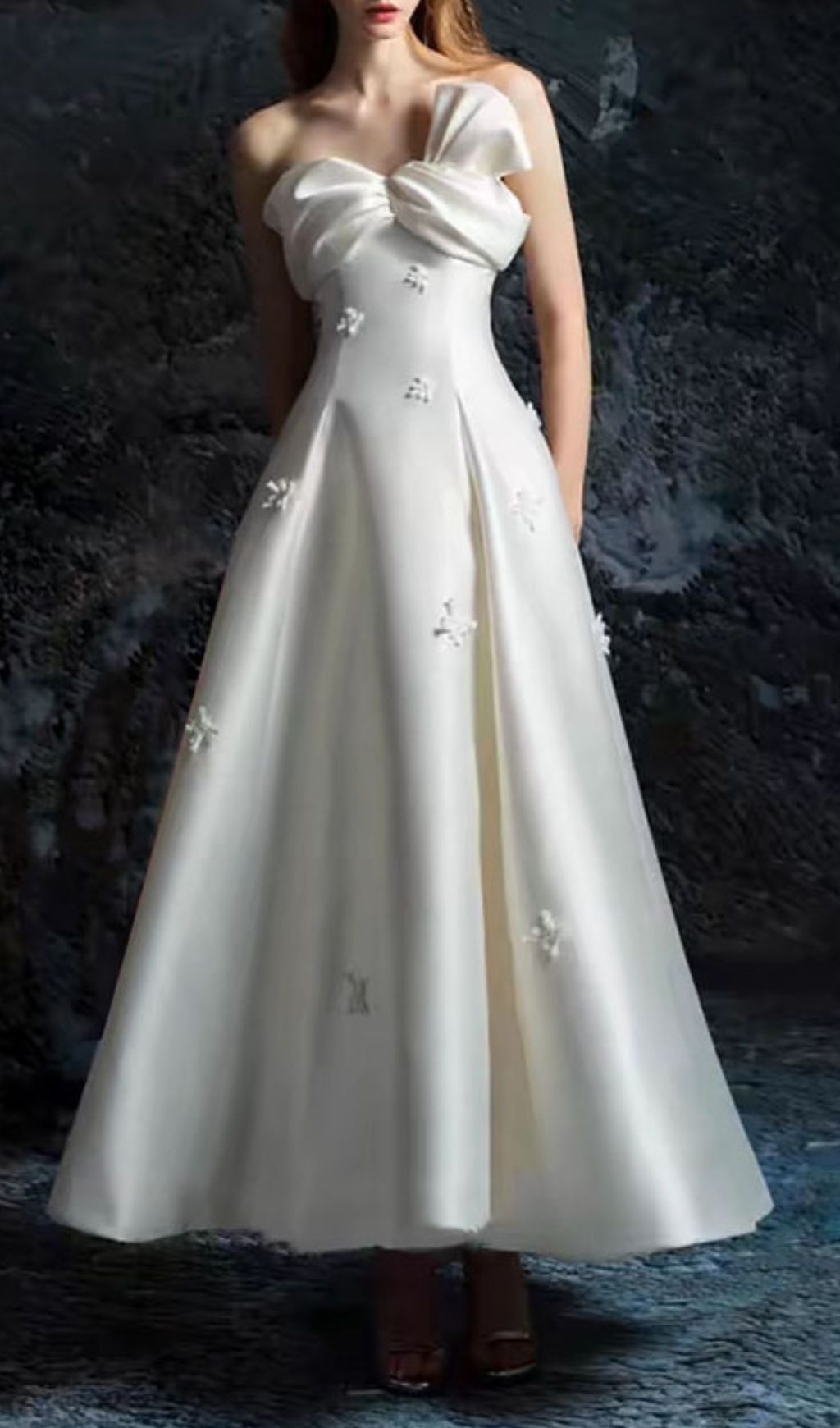 Ganesa White Strapless Knot Maxi Dress