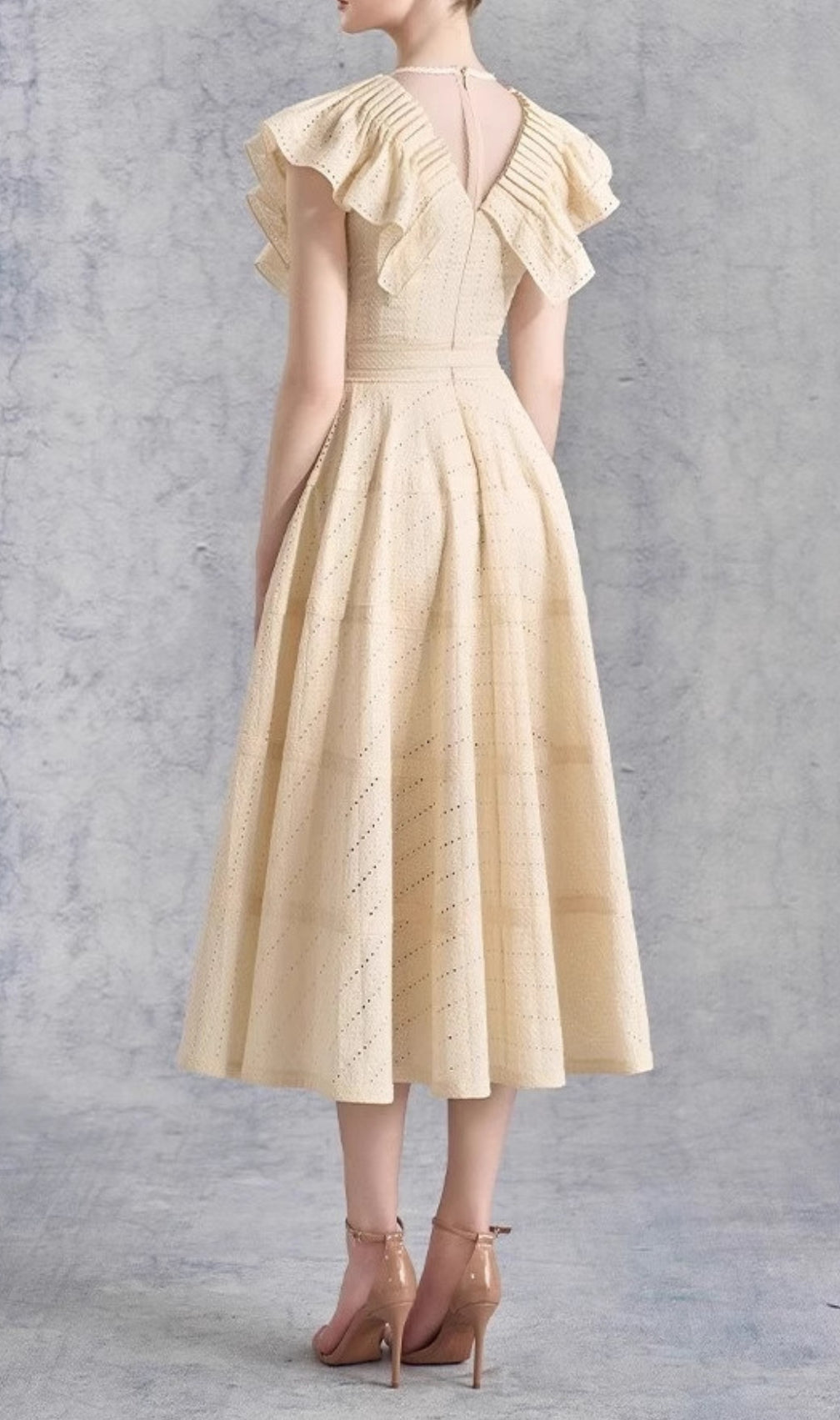 Doris V-Neck Pleated Midi Dress