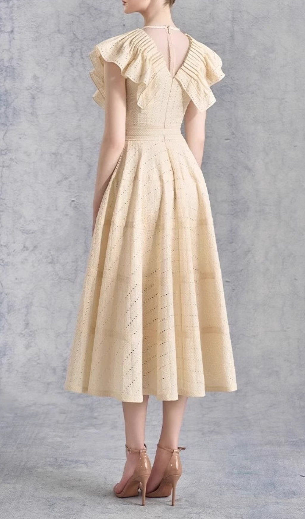 Doris V-Neck Pleated Midi Dress