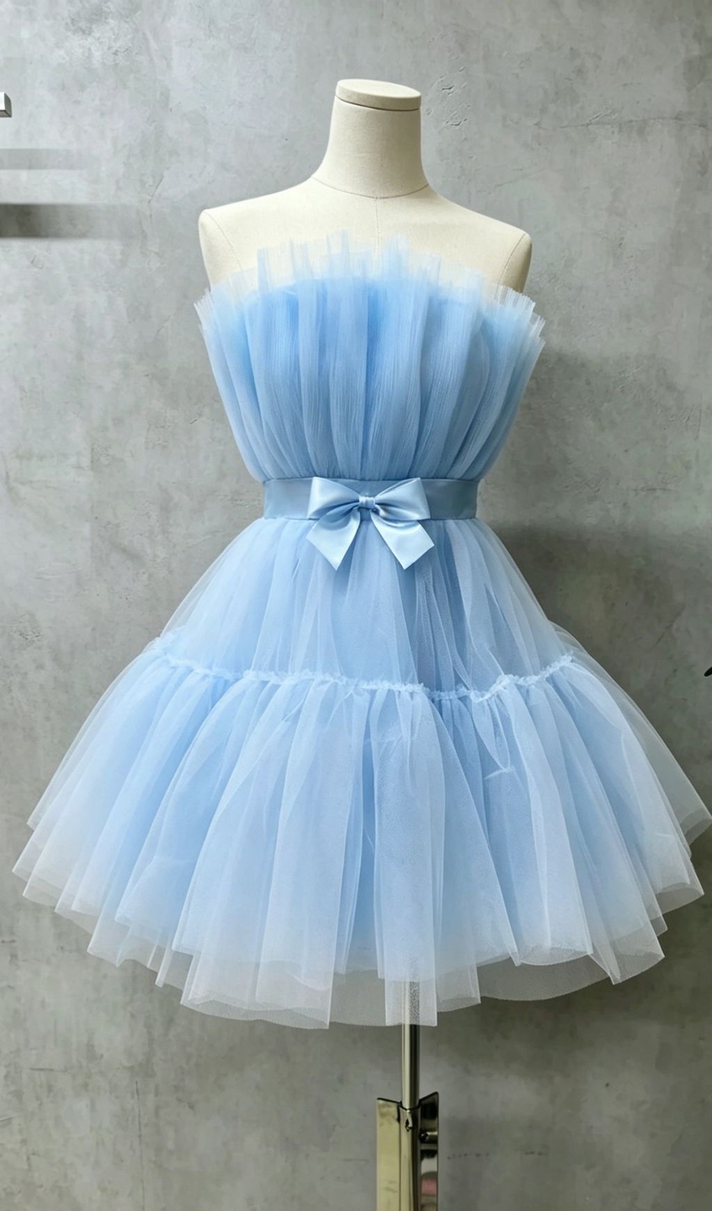 Frederica Bow-Accent Waist-Cinched Strapless Dress