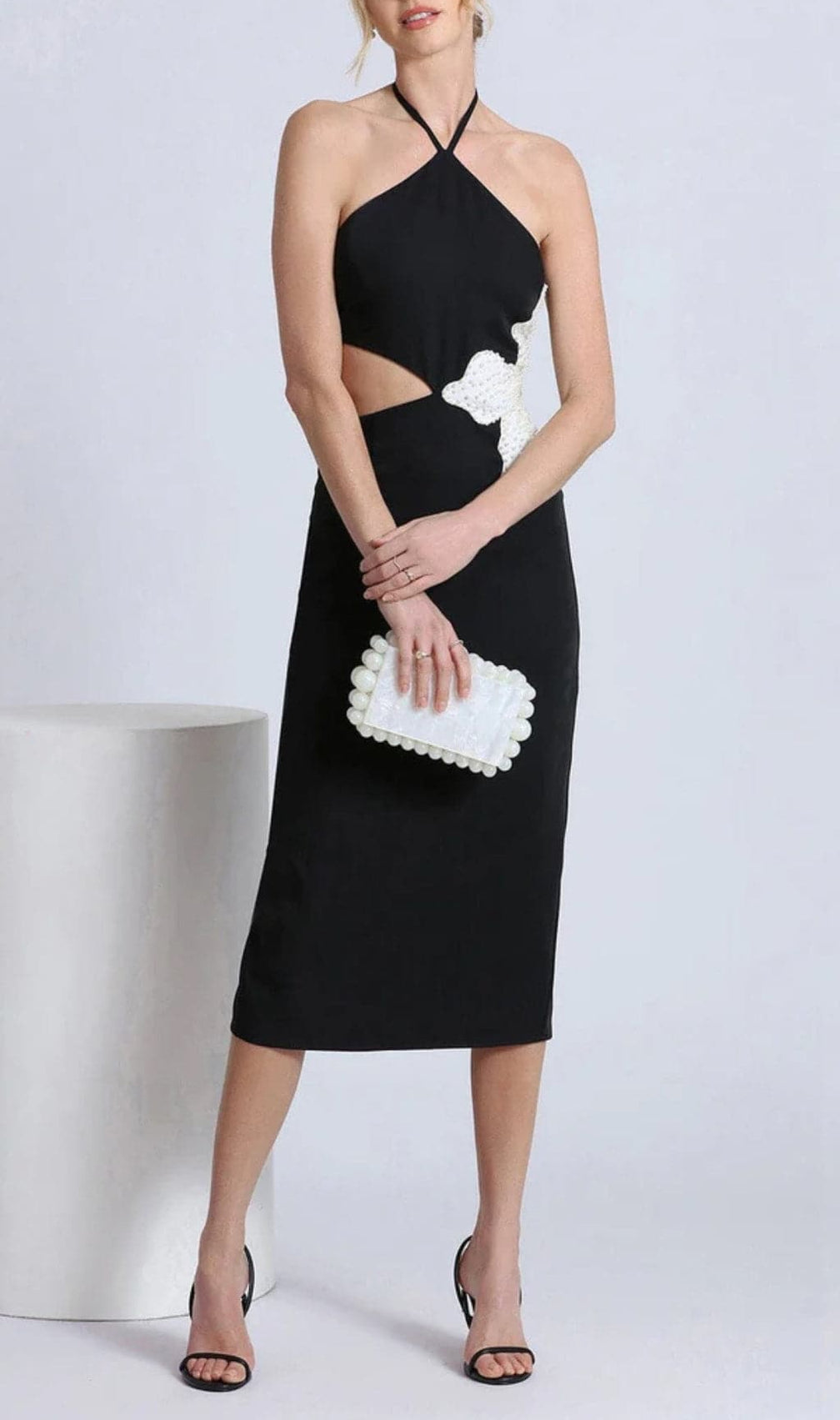 Babette Flower Cotout Bandage Midi Dress