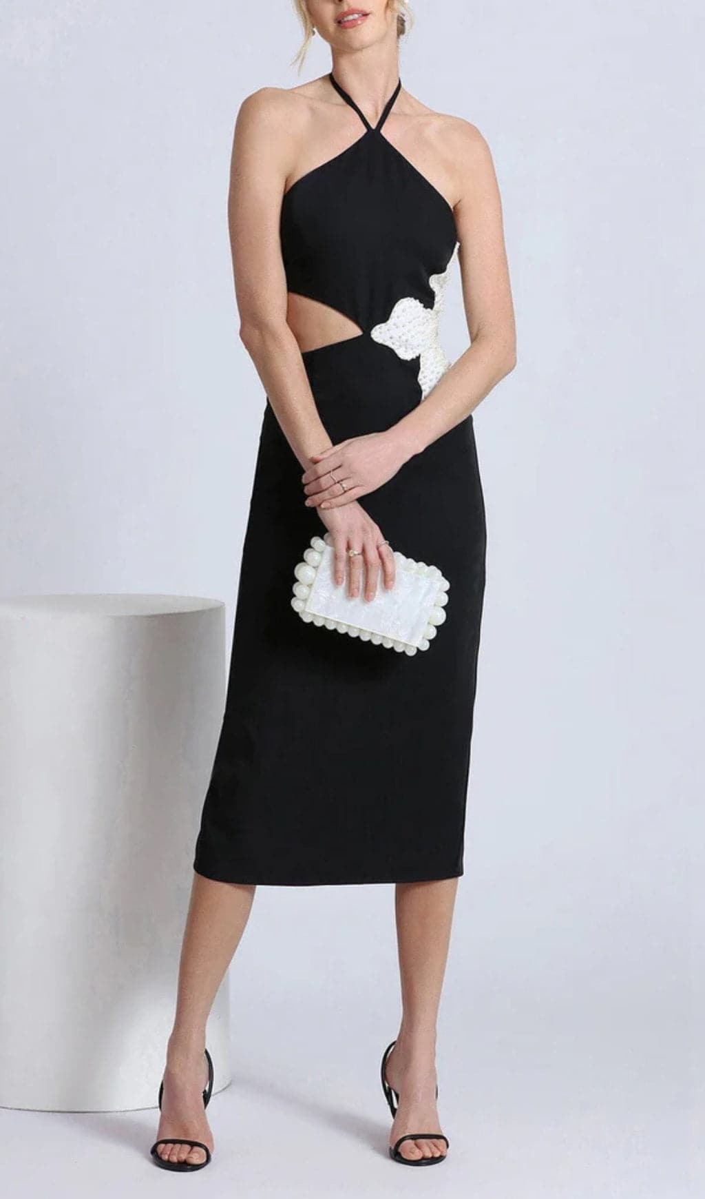 Babette Flower Cotout Bandage Midi Dress