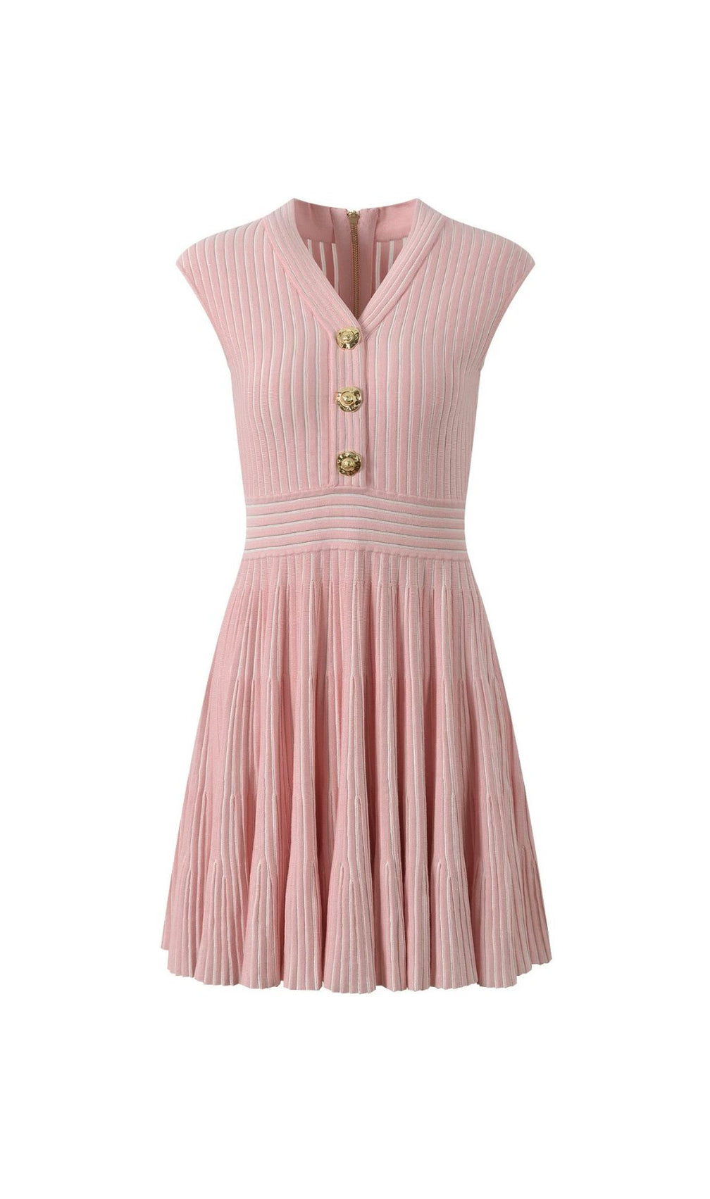 Hamid V-Neck Pleated Knit Mini Dress | Effortless Chic & Comfortable Pink Style