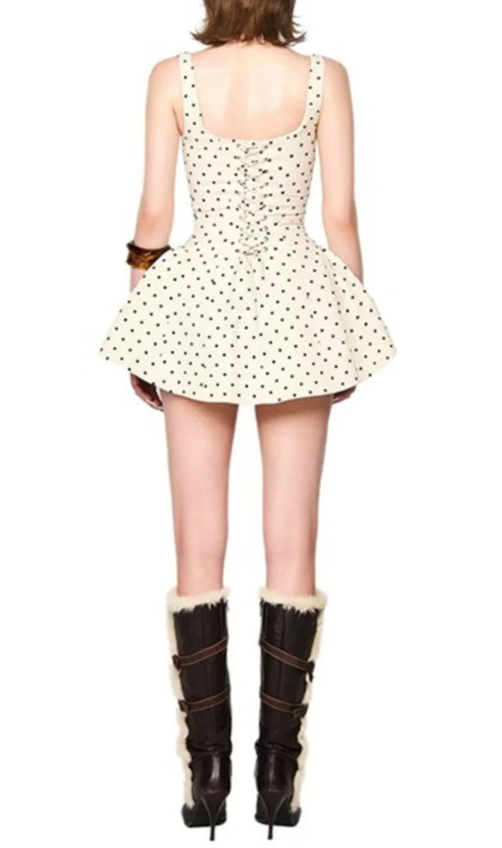 Demi White Strappy Dot Mini Dress