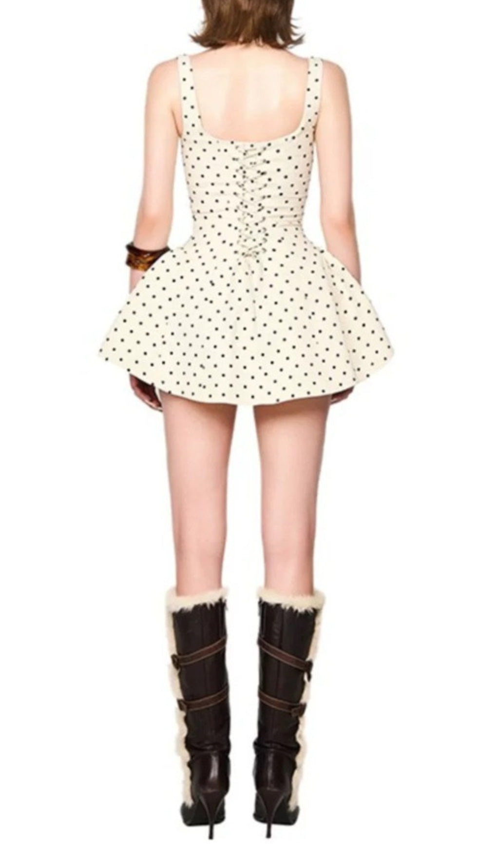 Demi White Strappy Dot Mini Dress