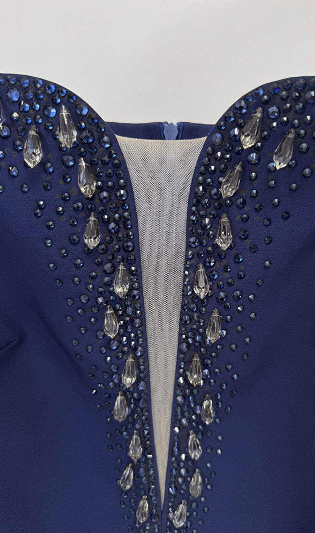 Eurybia Navy Off-Shoulder Crystal Maxi Dress