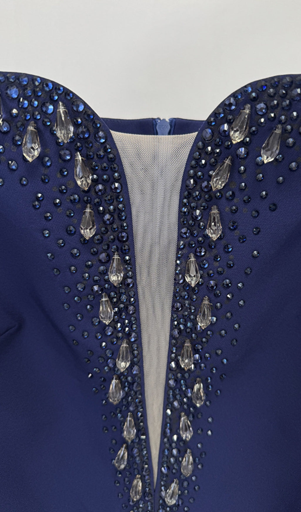 Eurybia Navy Off-Shoulder Crystal Maxi Dress