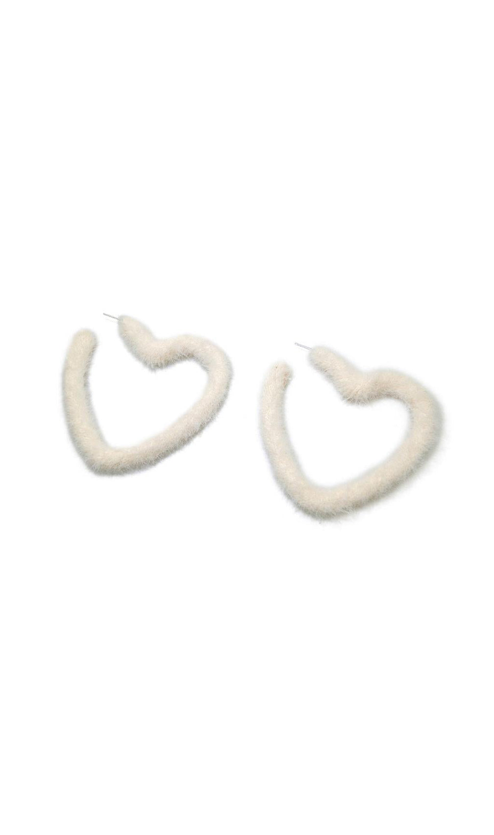Armistead White Love-Shaped Plush Earrings