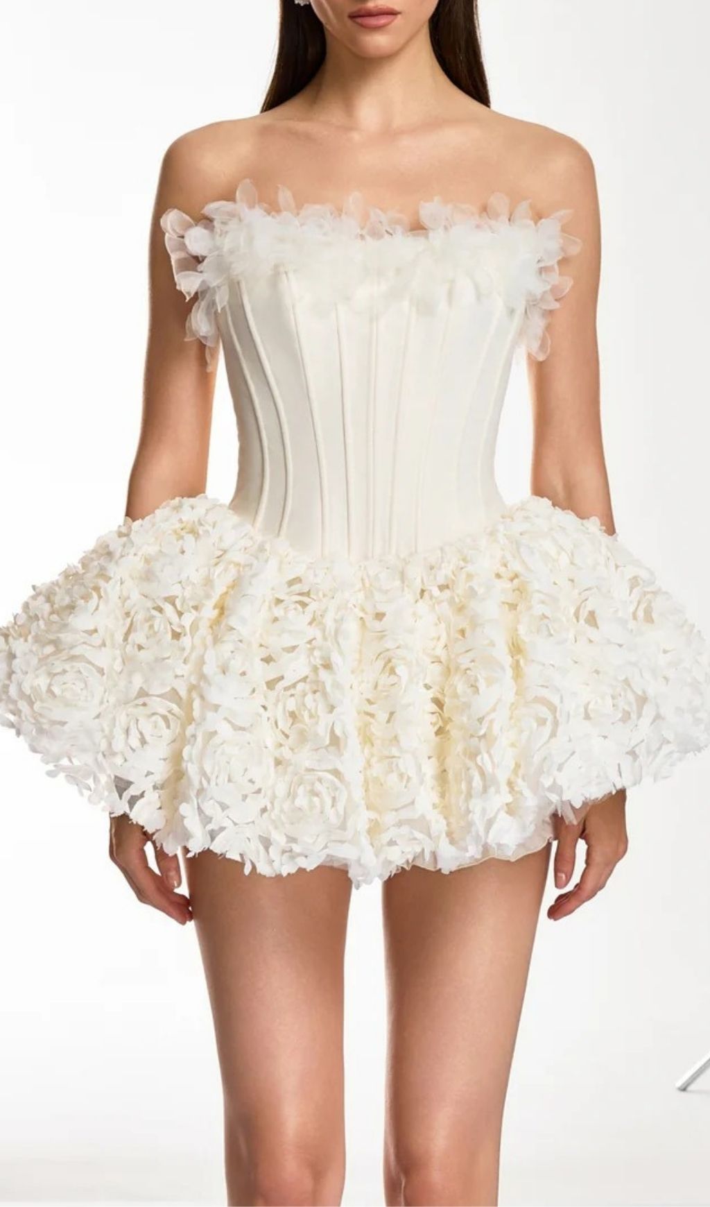 Ulthar Strapless Flower Mini Dress In Apricot
