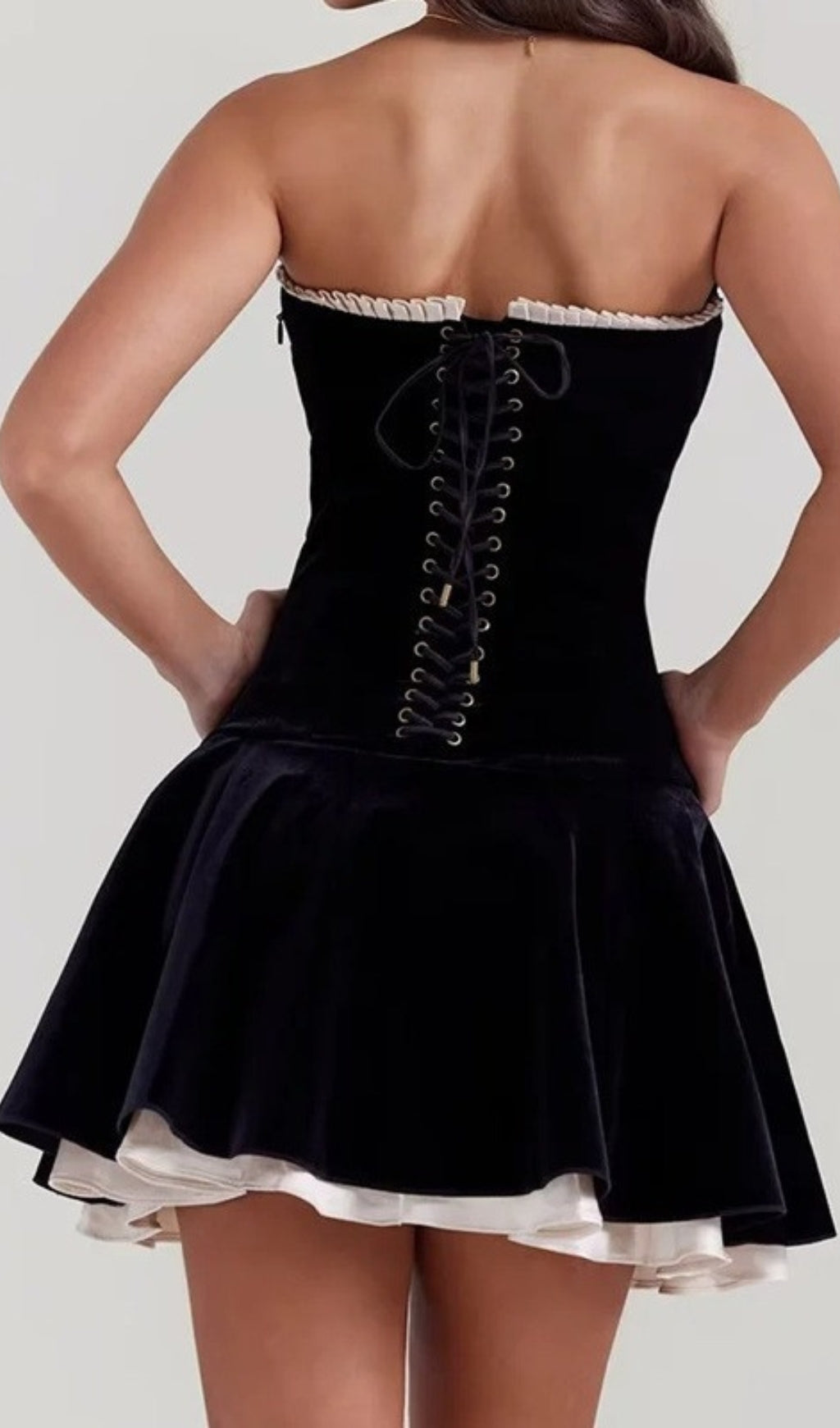 Christ Black Strapless Velvet Mini Dress