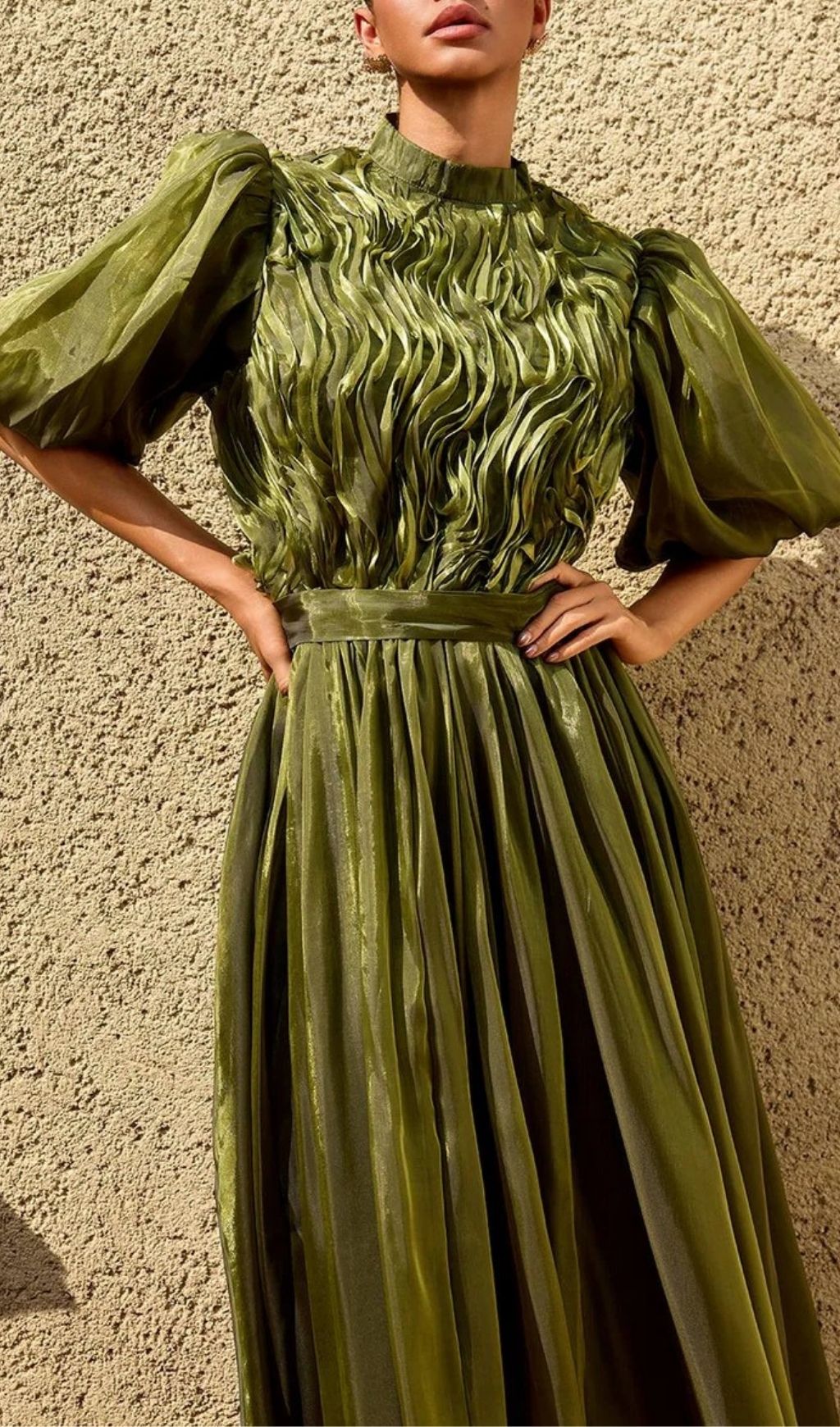 Zylarion Puff Sleeve Ruffle Maxi Dress
