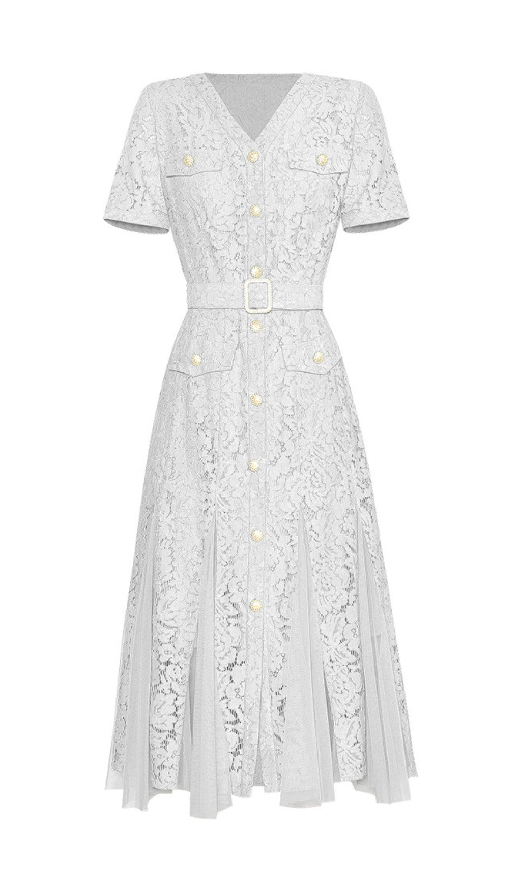 Audriana White Lace Midi Dress