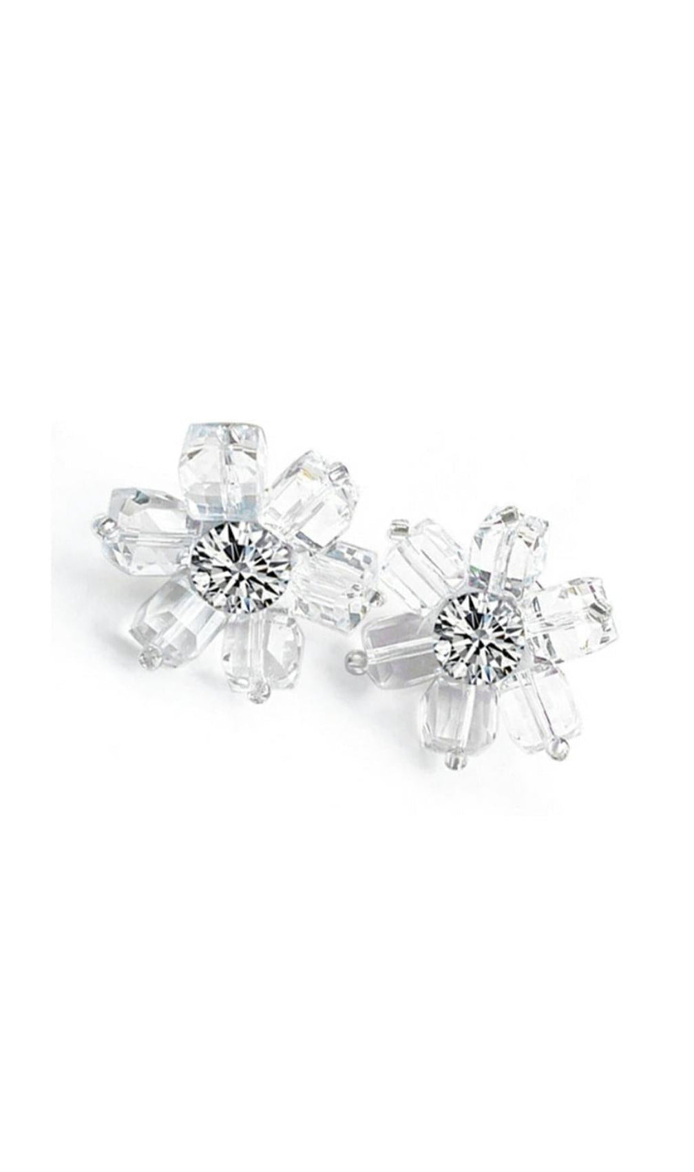 Audrina White Crystal 3D Flower Earrings