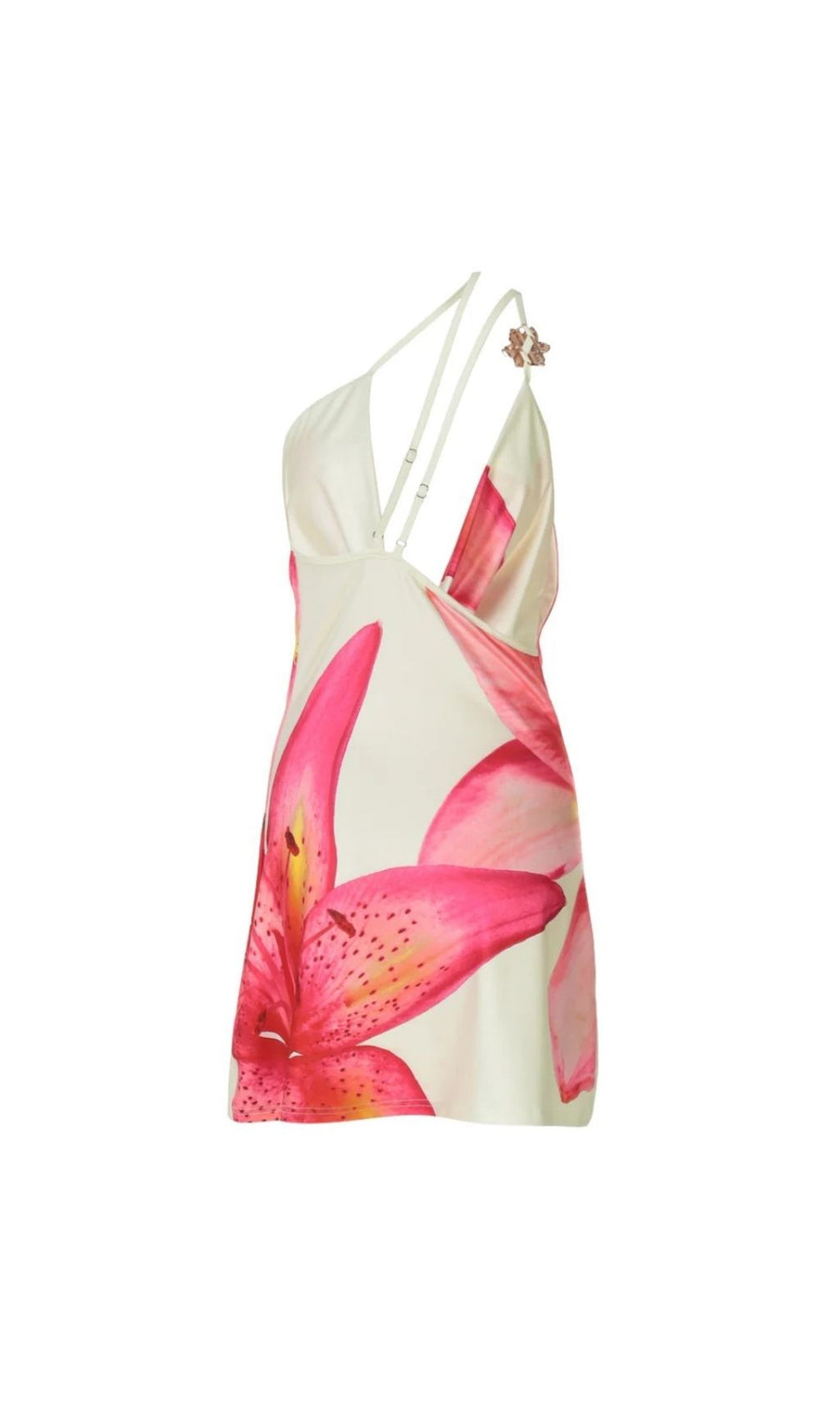 Charbel Asymmetric Cowl Neck Vibrant Floral Mini Dress