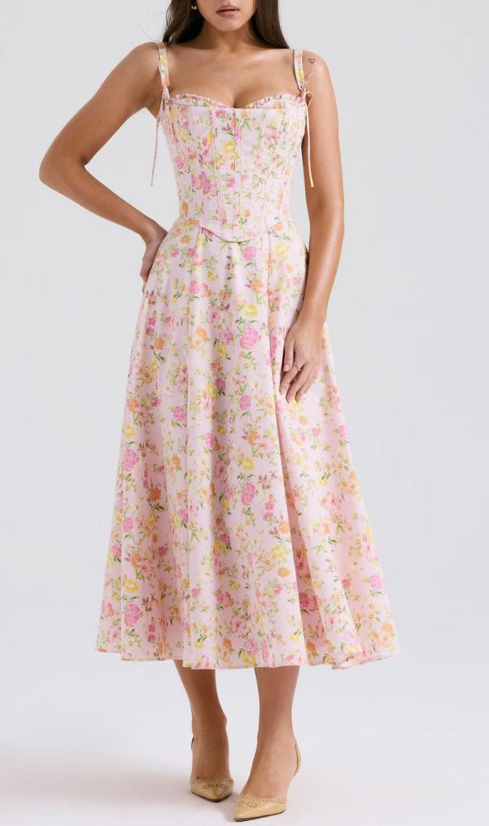 Avariella Floral Corset Midi Dress Set
