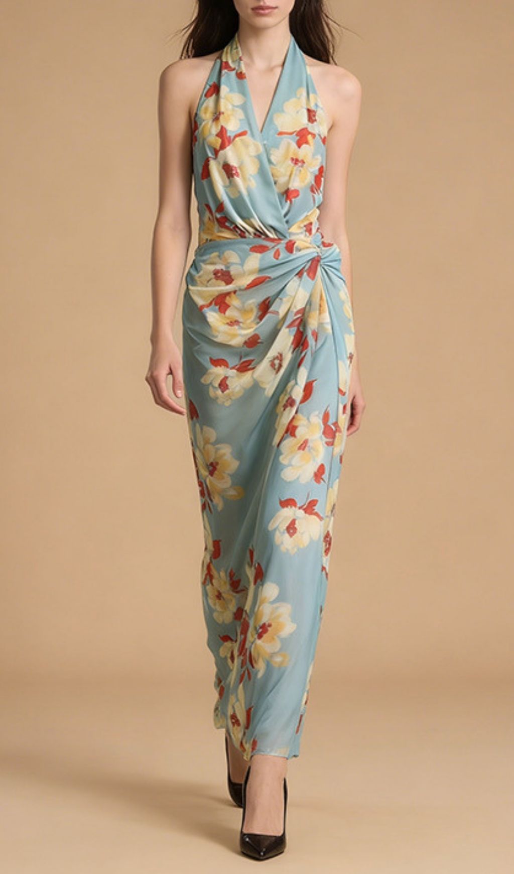 Kerstin Halter Neck Floral Maxi Dress - Elegant Spring & Summer Gown
