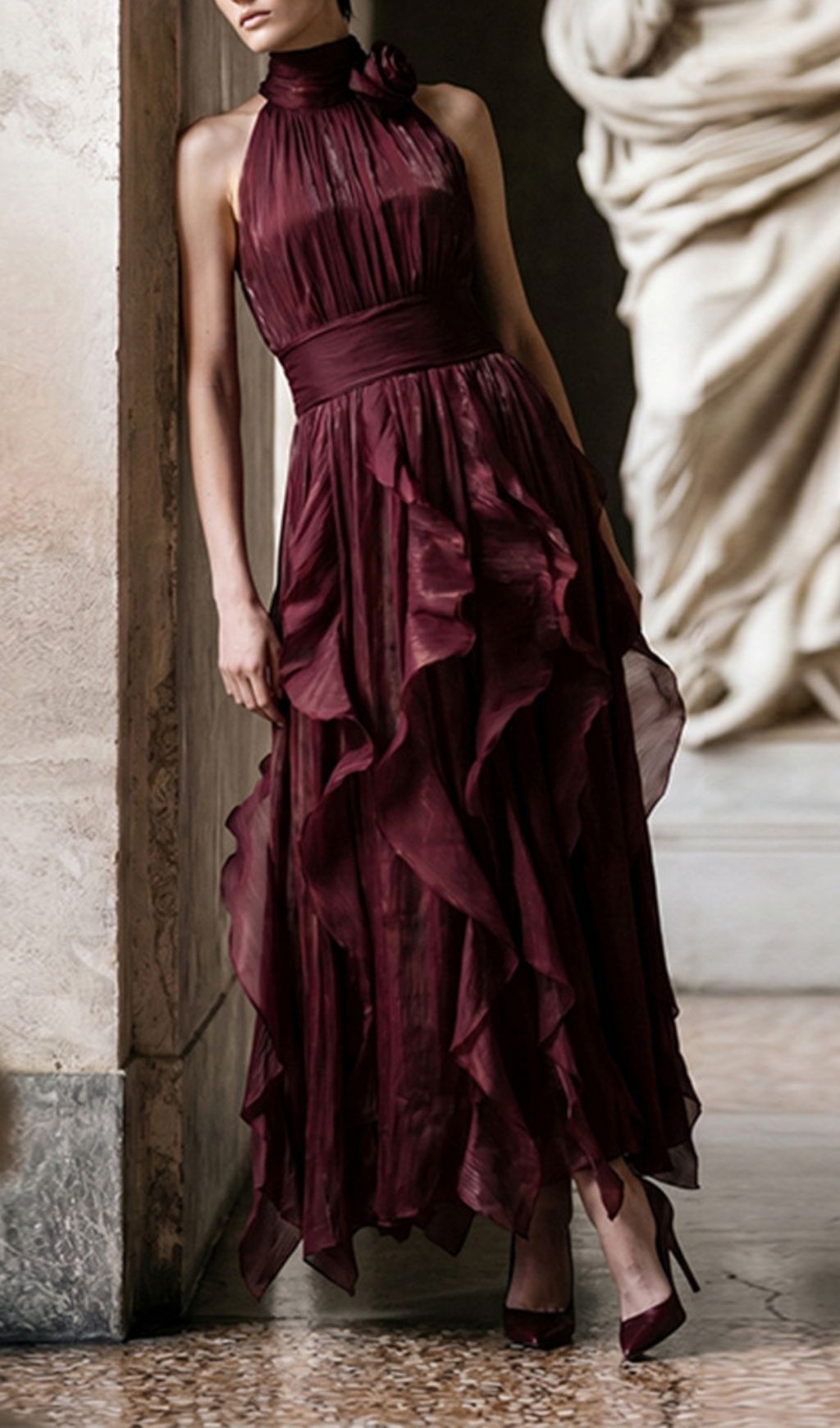 Kourtney Flower Ruffle Maxi Dress